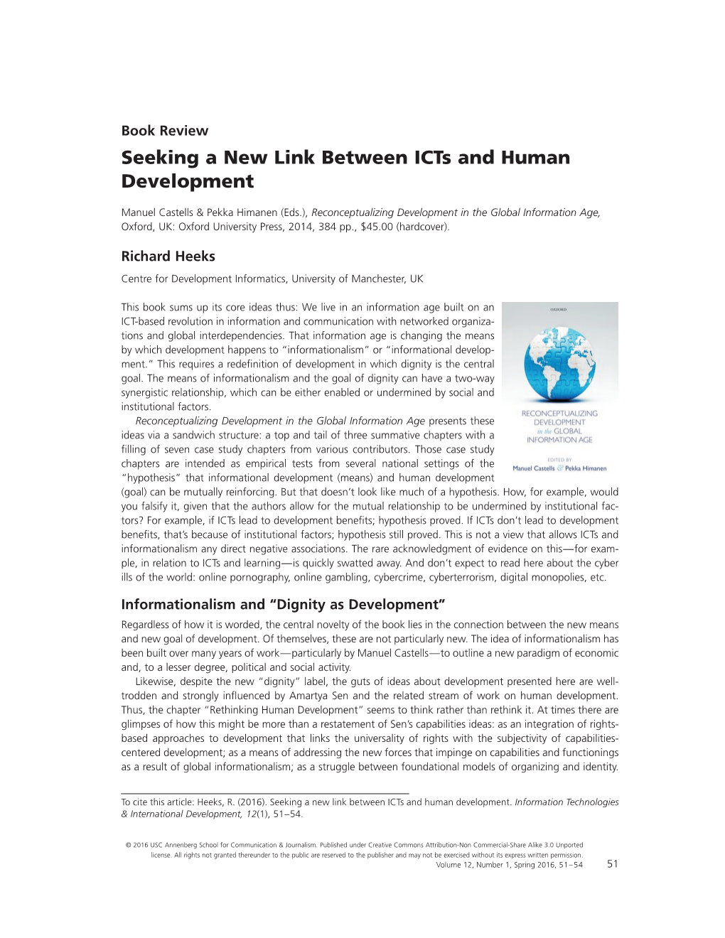 Seeking a New Link Between Icts and Human Development HEEKS