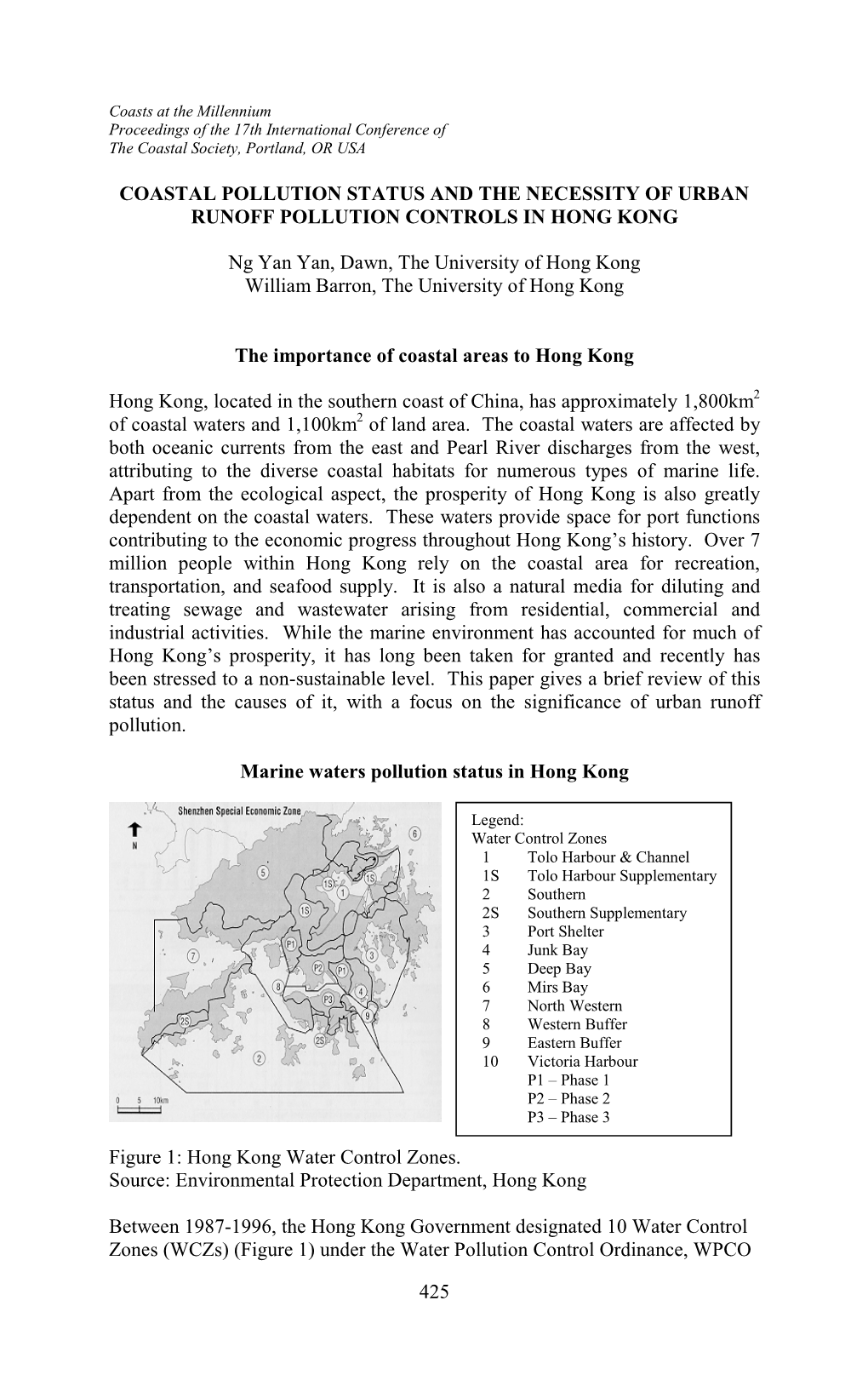 Coastal Pollution Status and the Necessity of Urban Runoff Pollution Controls in Hong Kong