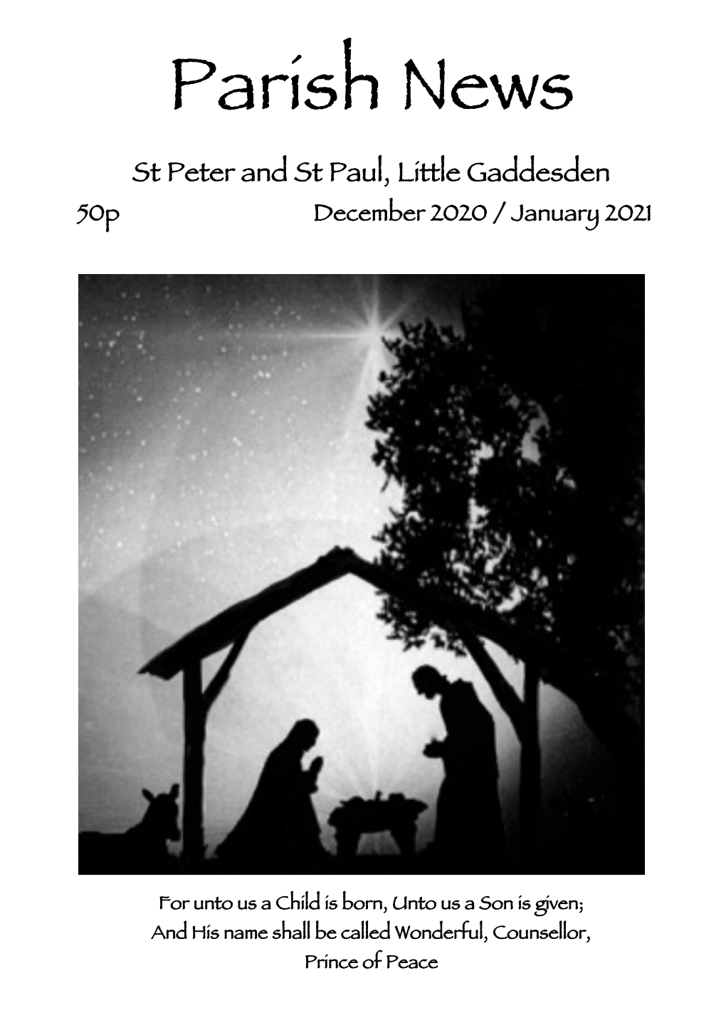 Parish News St Peter and St Paul, Little Gaddesden 50P December 2020 / January 2021