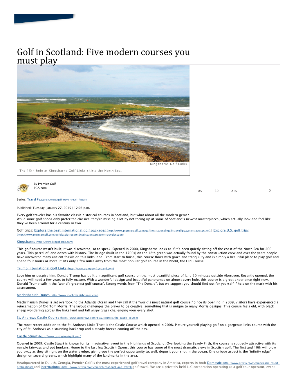 Golf in Scotland: Five Modern Courses You Must Play