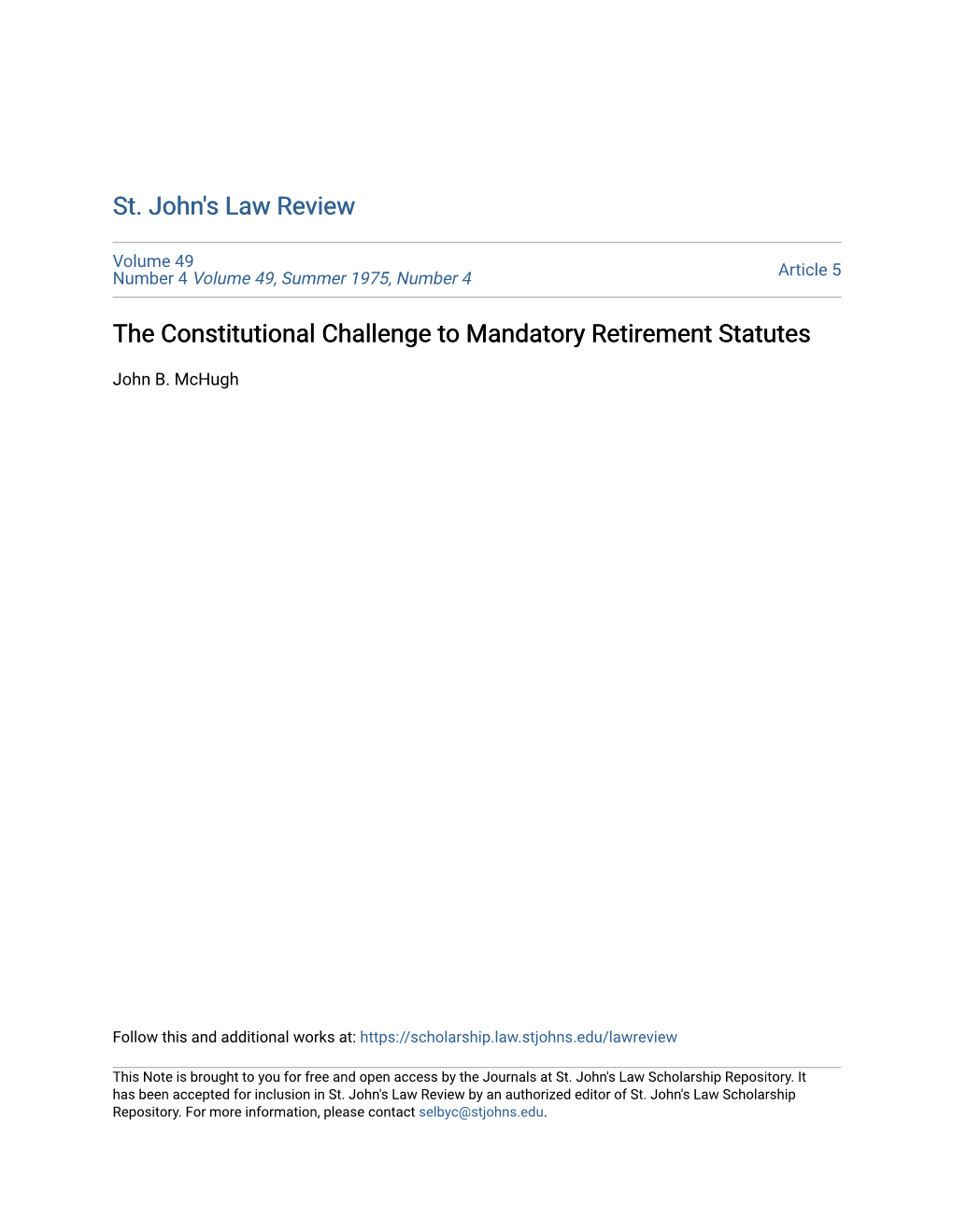 The Constitutional Challenge to Mandatory Retirement Statutes