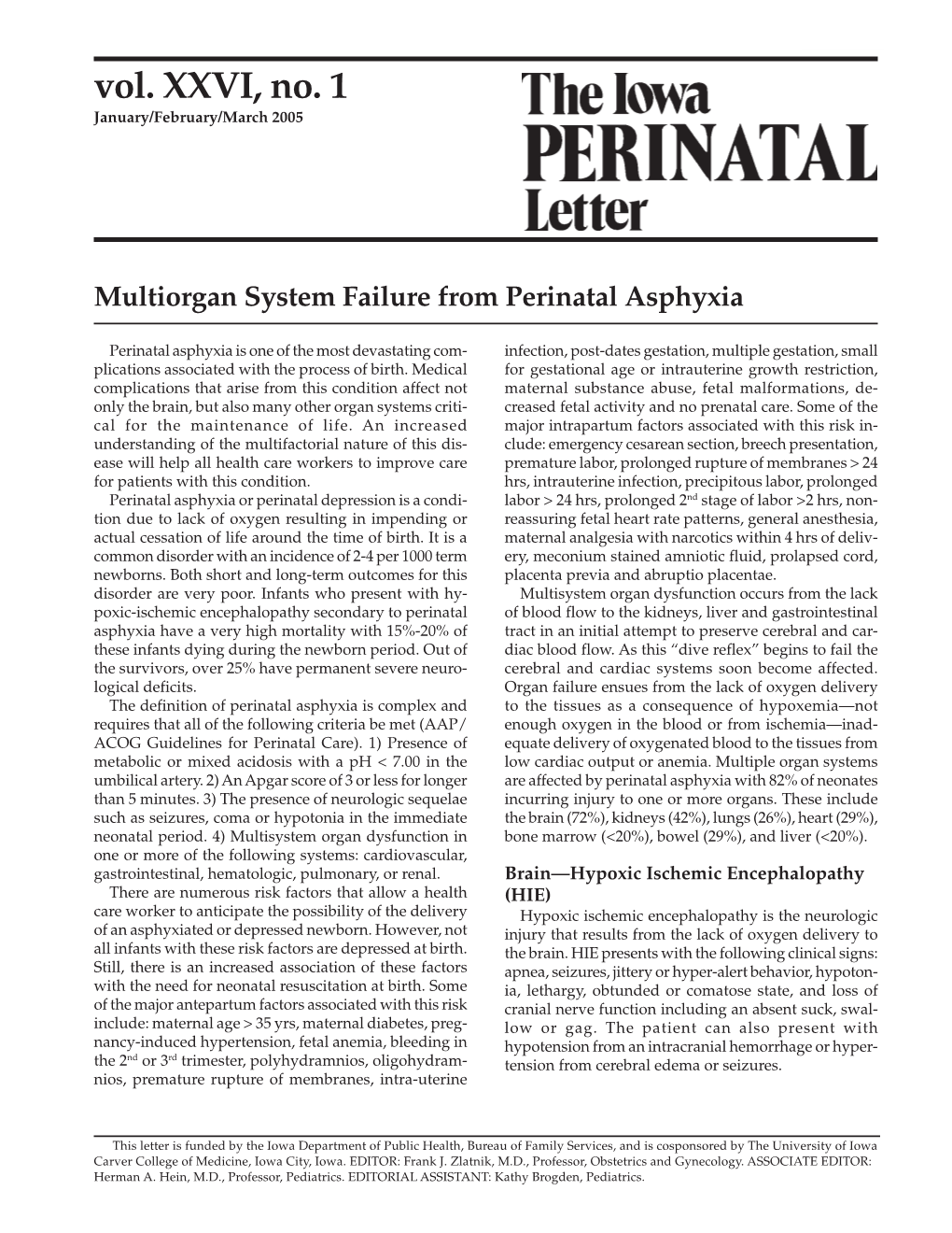 Multi-Organ System Failure from Perinatal Asphyxia