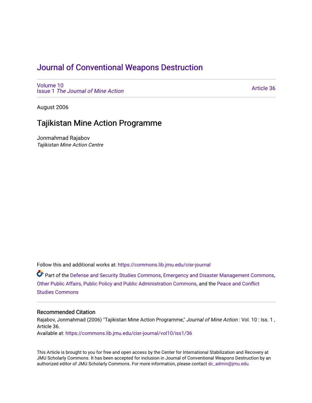 Tajikistan Mine Action Programme