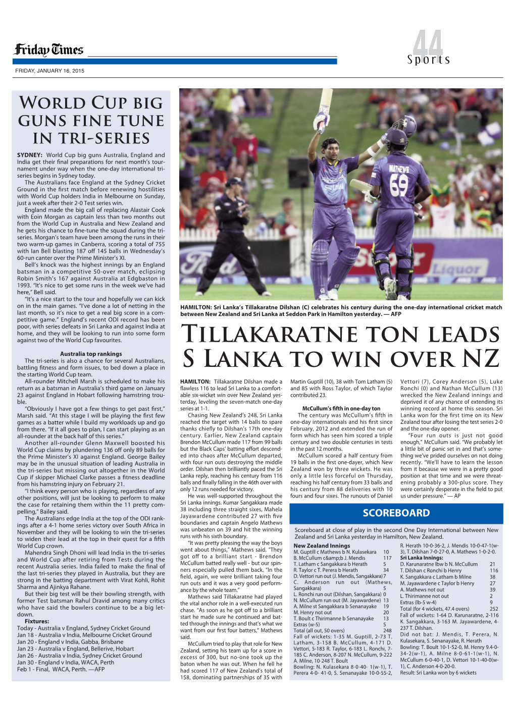 Tillakaratne Ton Leads S Lanka to Win Over NZ