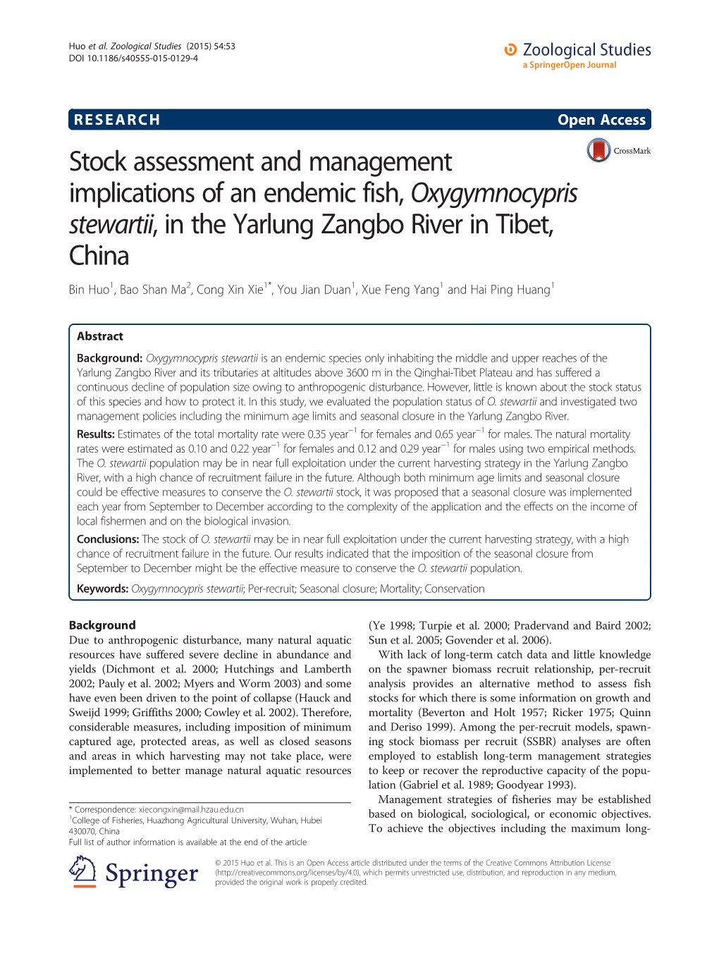 Stock Assessment and Management Implications Of