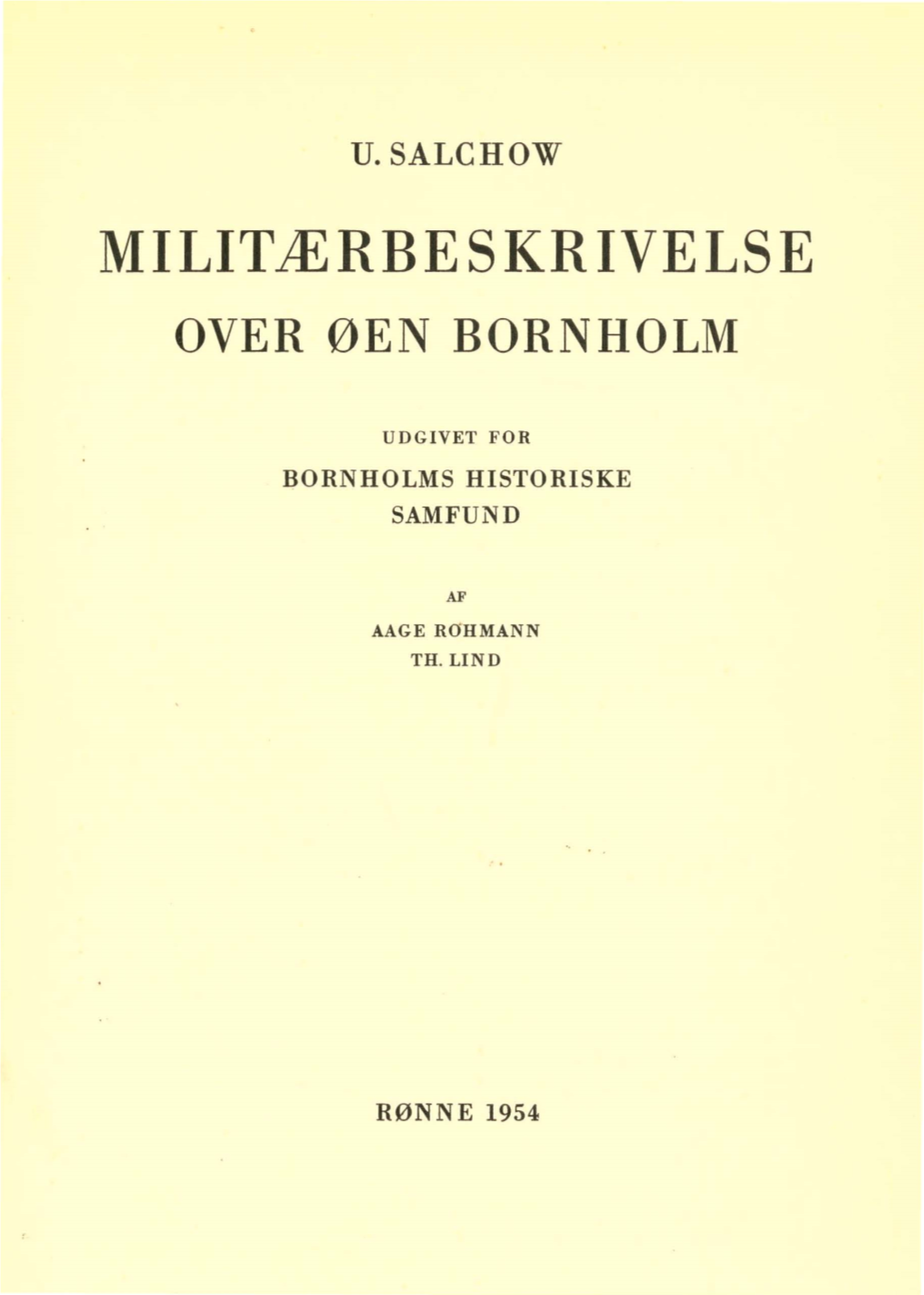Salchow Militærbeskrivelse Over Øen Bornholm