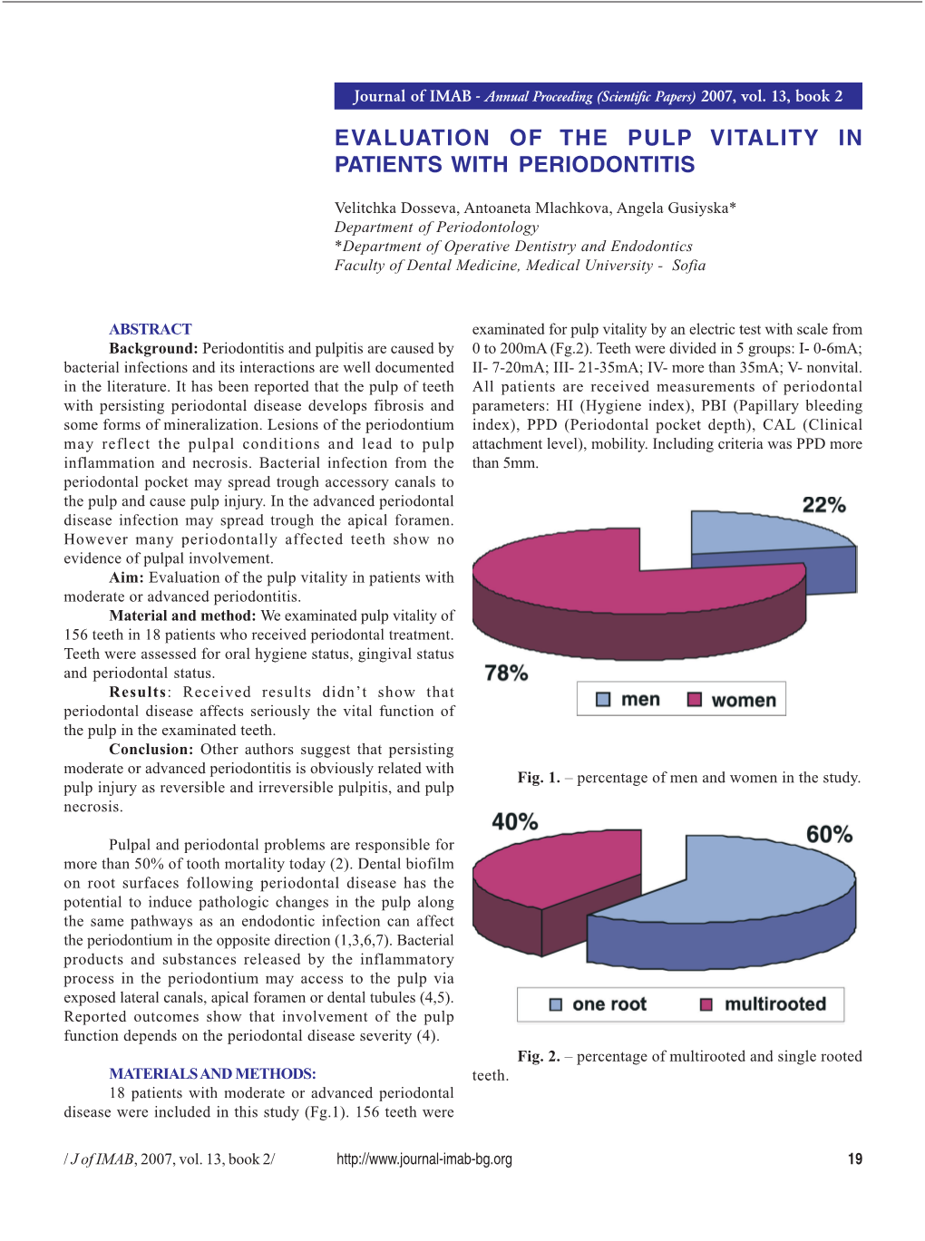 Evaluation of the Pulp Vitality in Patients with Periodontitis