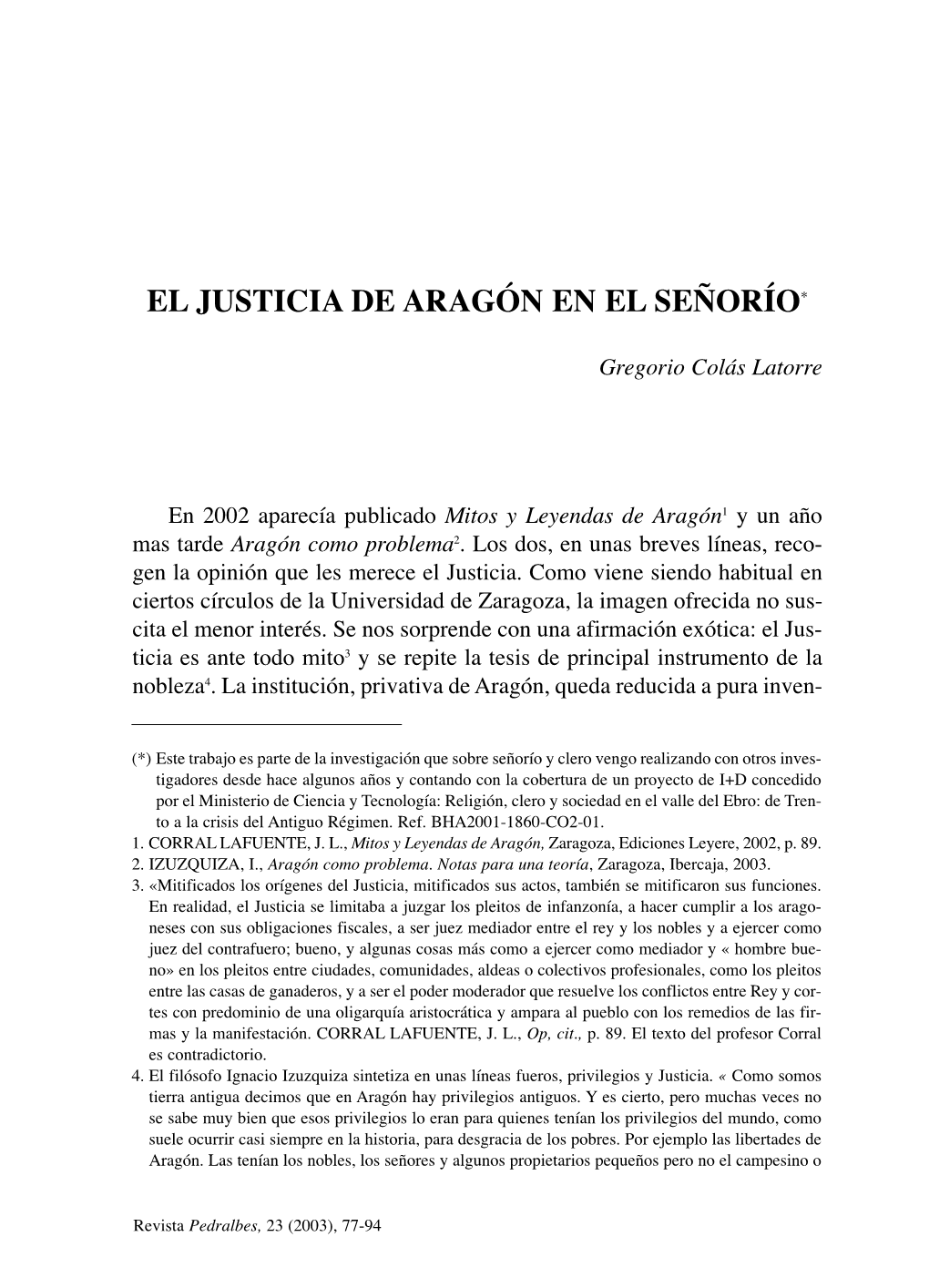 El Justicia De Aragón En El Señorío*
