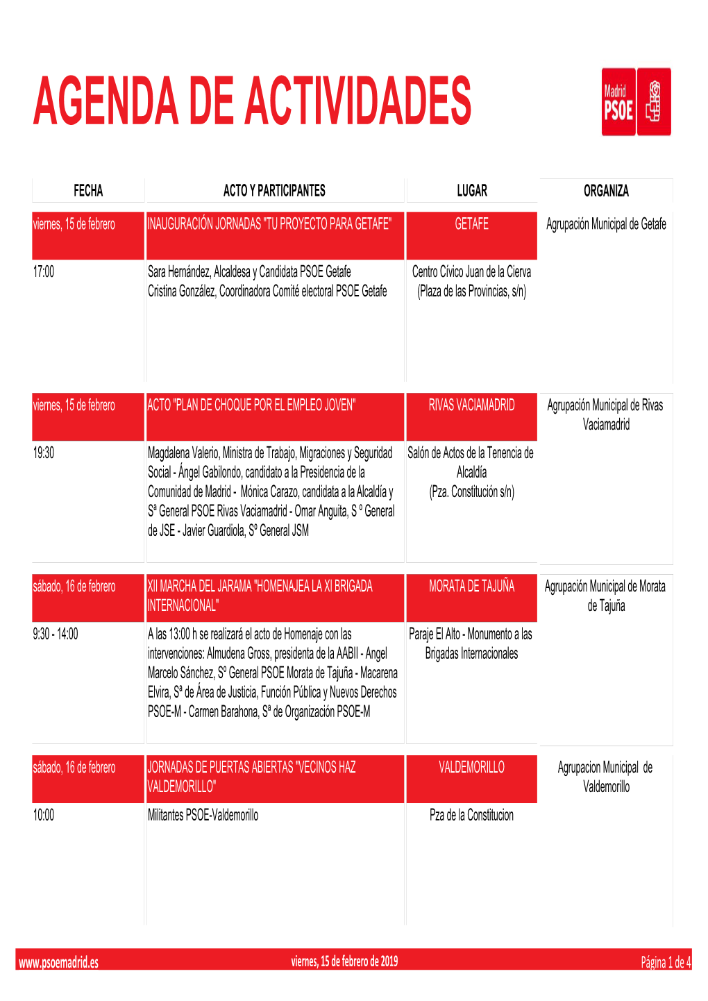 Agenda De Actividades