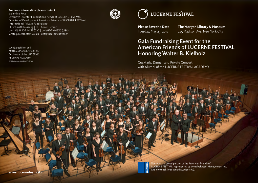 Gala Fundraising Event for the American Friends of LUCERNE