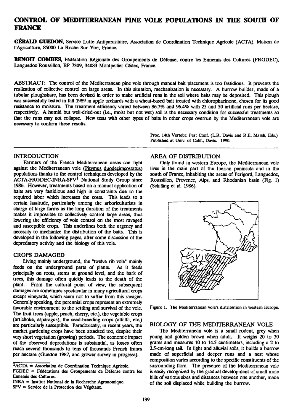 Control of Mediterranean Pine Vole Popuiations in the South of France