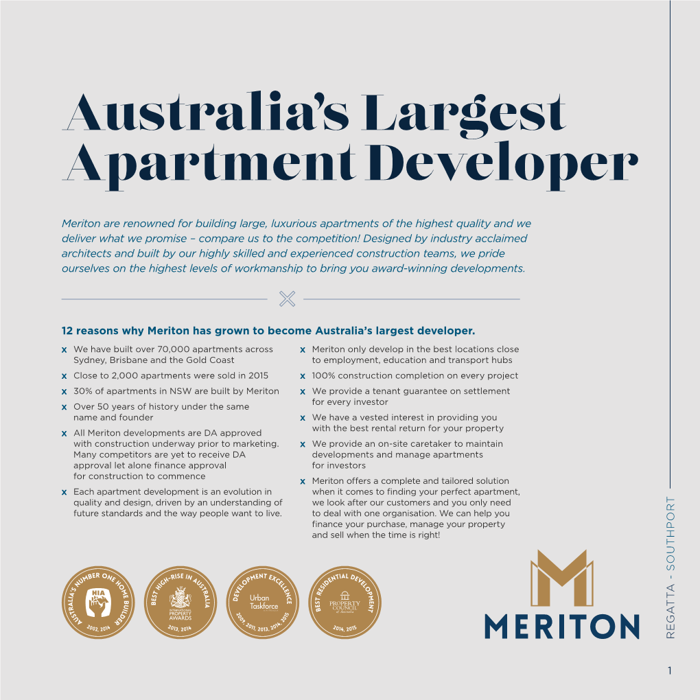 Australia's Largest Apartment Developer