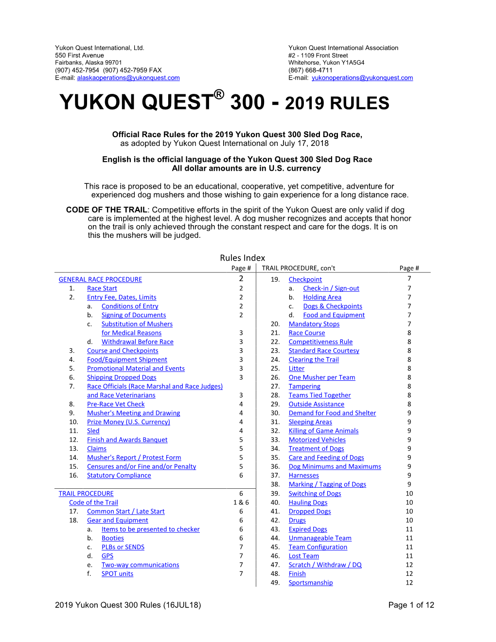 Yukon Quest ®
