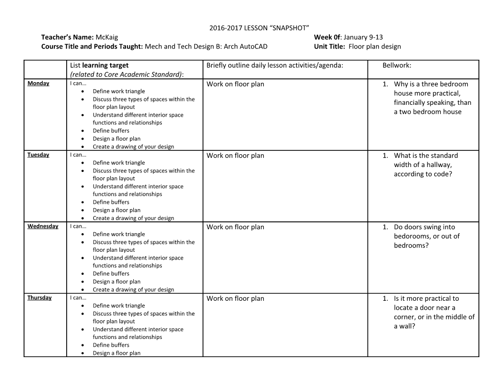 2016-2017 Lesson Snapshot