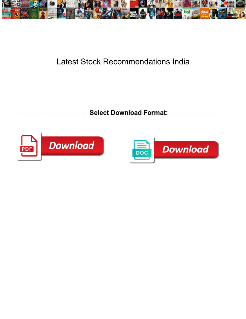 Latest Stock Recommendations India