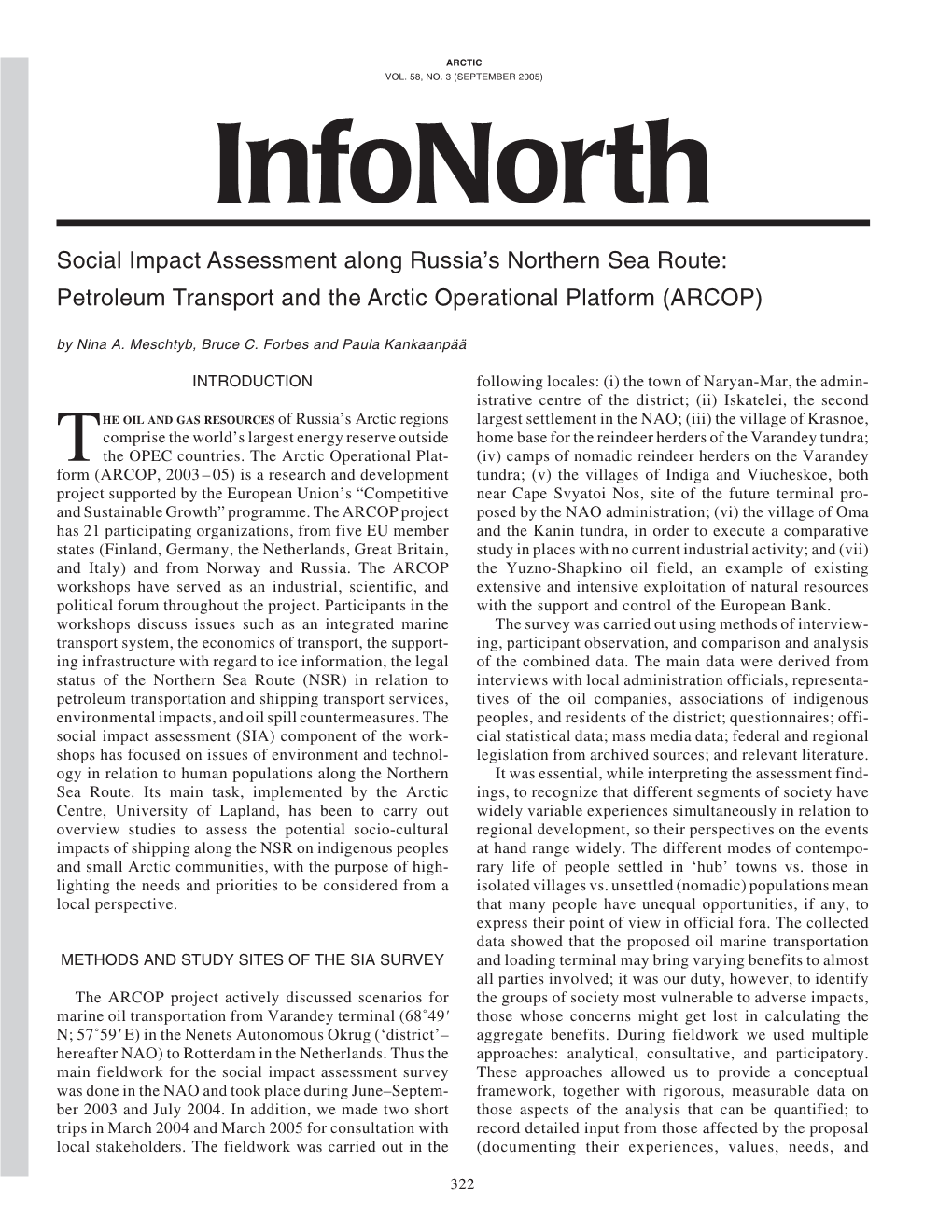 Petroleum Transport and the Arctic Operational Platform (ARCOP) by Nina A