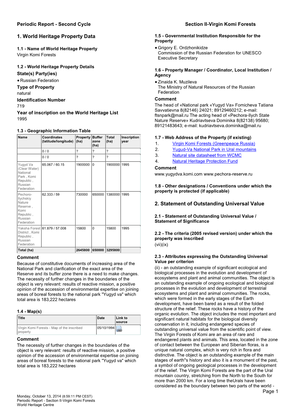 Periodic Reporting Cycle 2, Section II