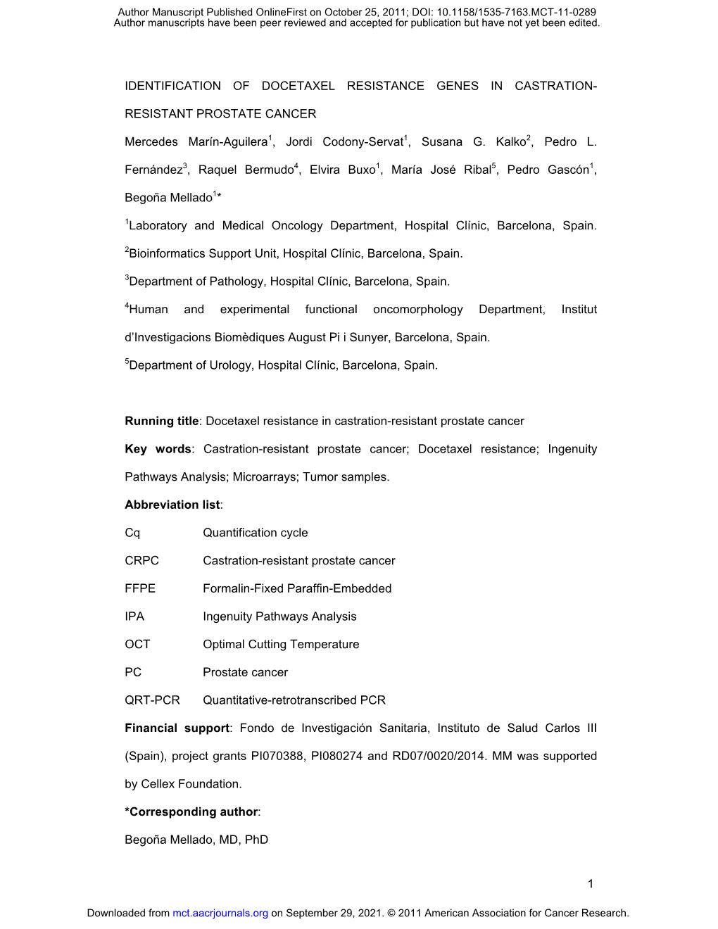 1 Identification of Docetaxel Resistance Genes In