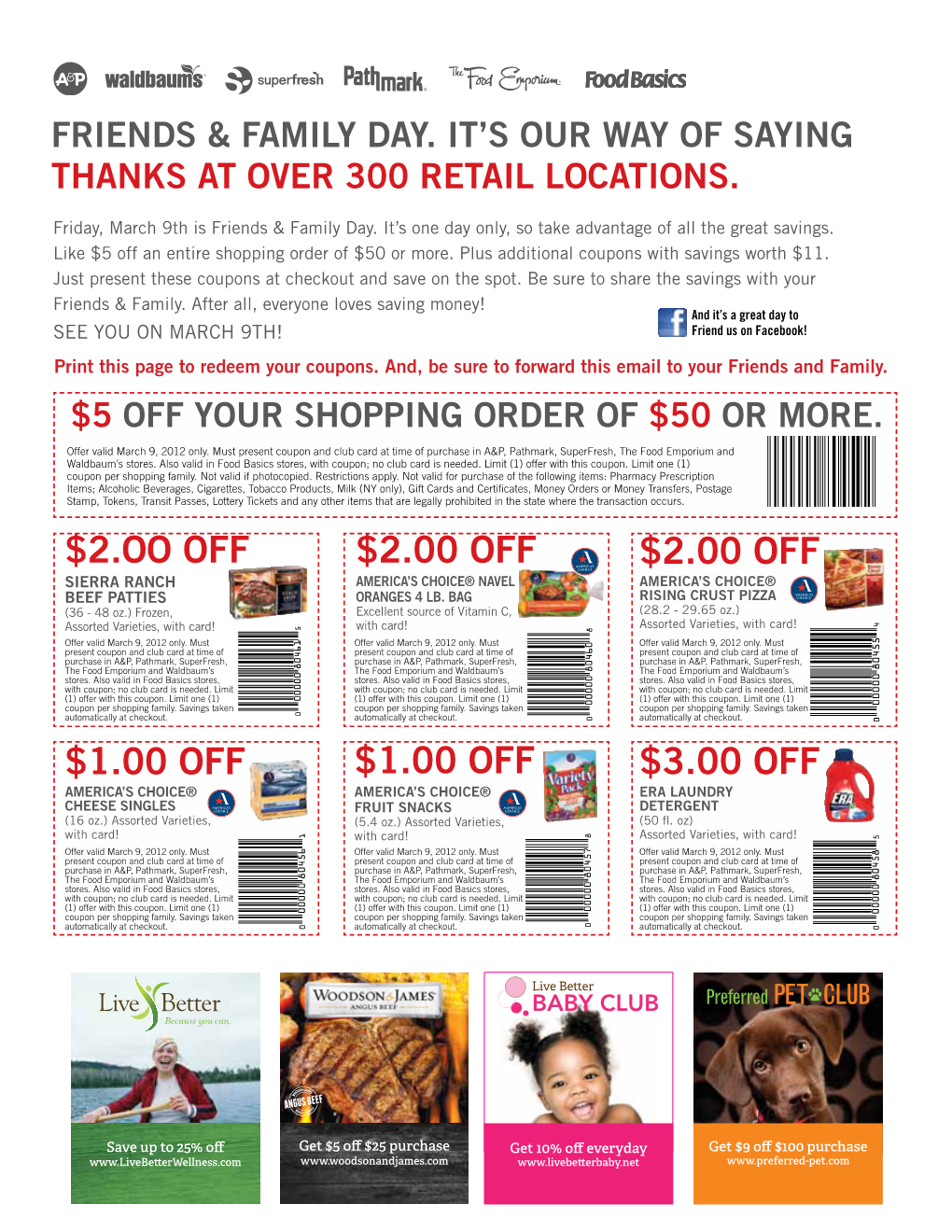 Friends and Family Day Coupons