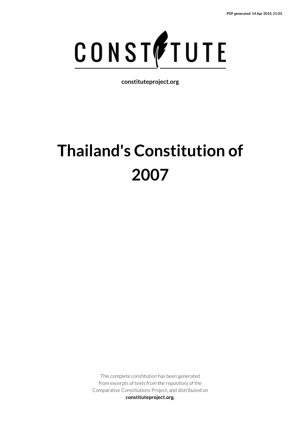 Thailand's Constitution of 2007