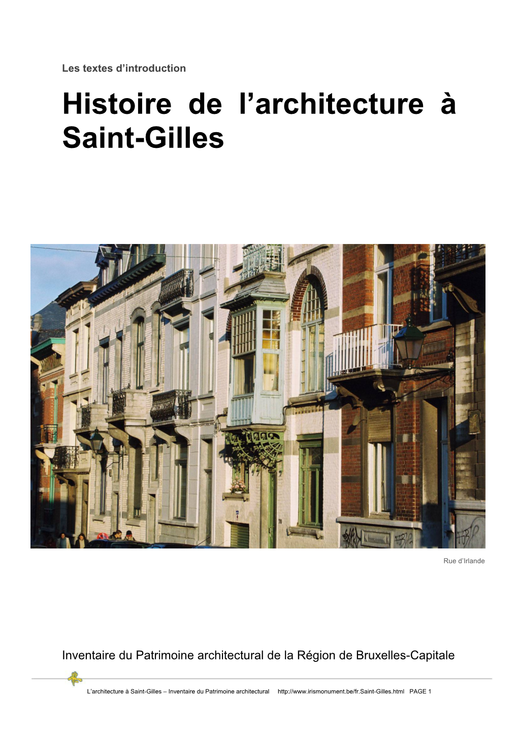 Histoire De L'architecture À Saint-Gilles
