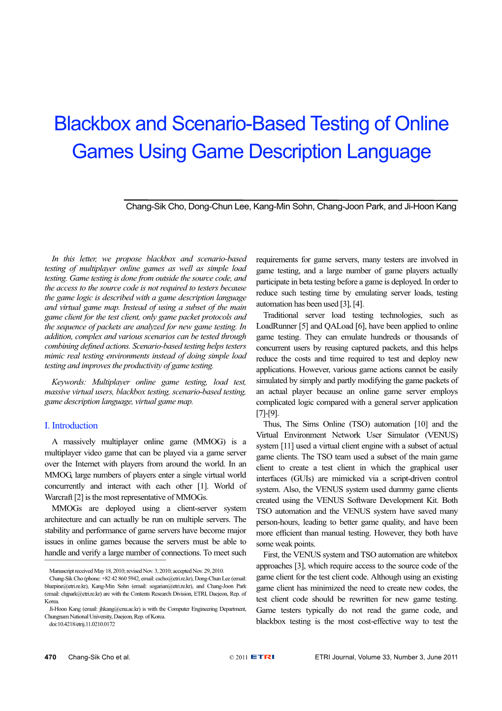 Blackbox and Scenario-Based Testing of Online Games Using Game Description Language
