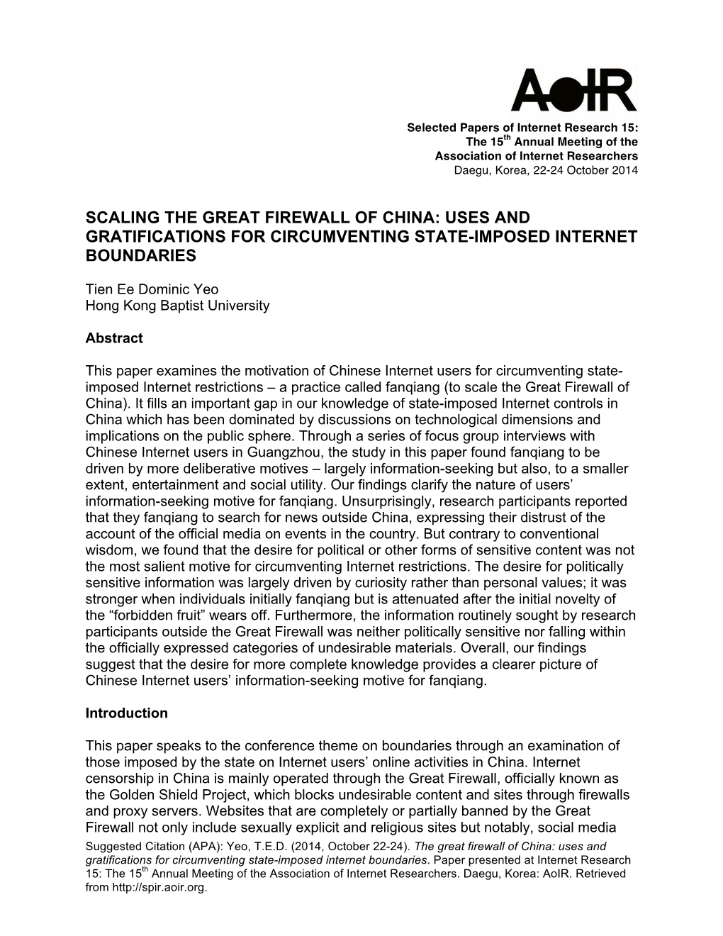 Scaling the Great Firewall of China: Uses and Gratifications for Circumventing State-Imposed Internet Boundaries