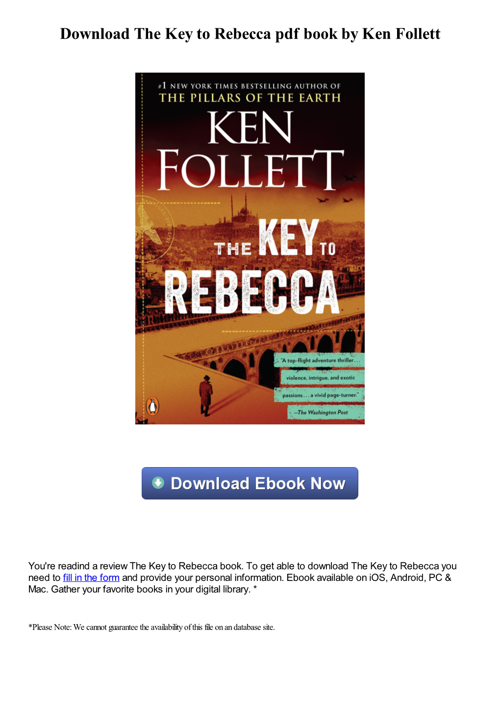 Download the Key to Rebecca Pdf Book by Ken Follett