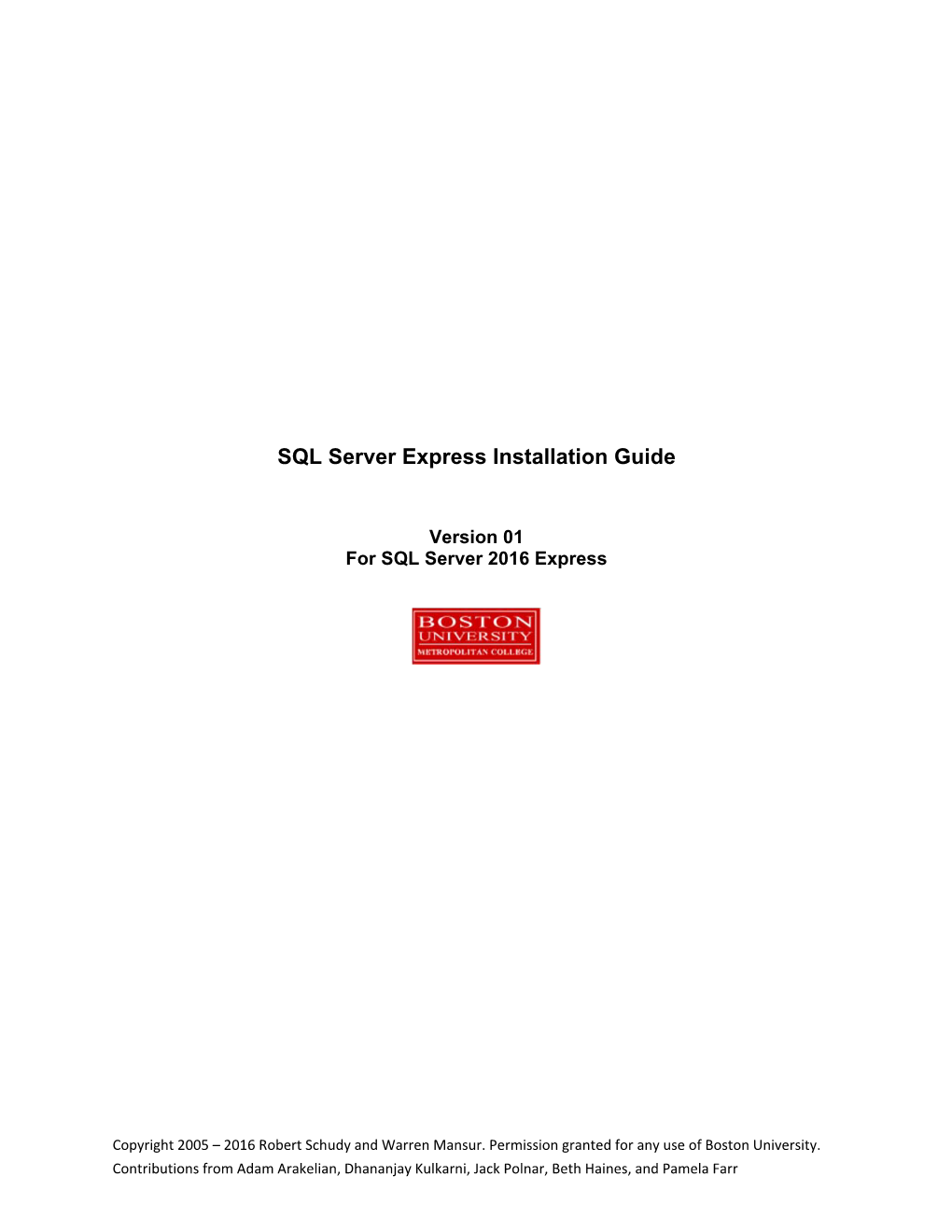 SQL Server Express Installation Guide