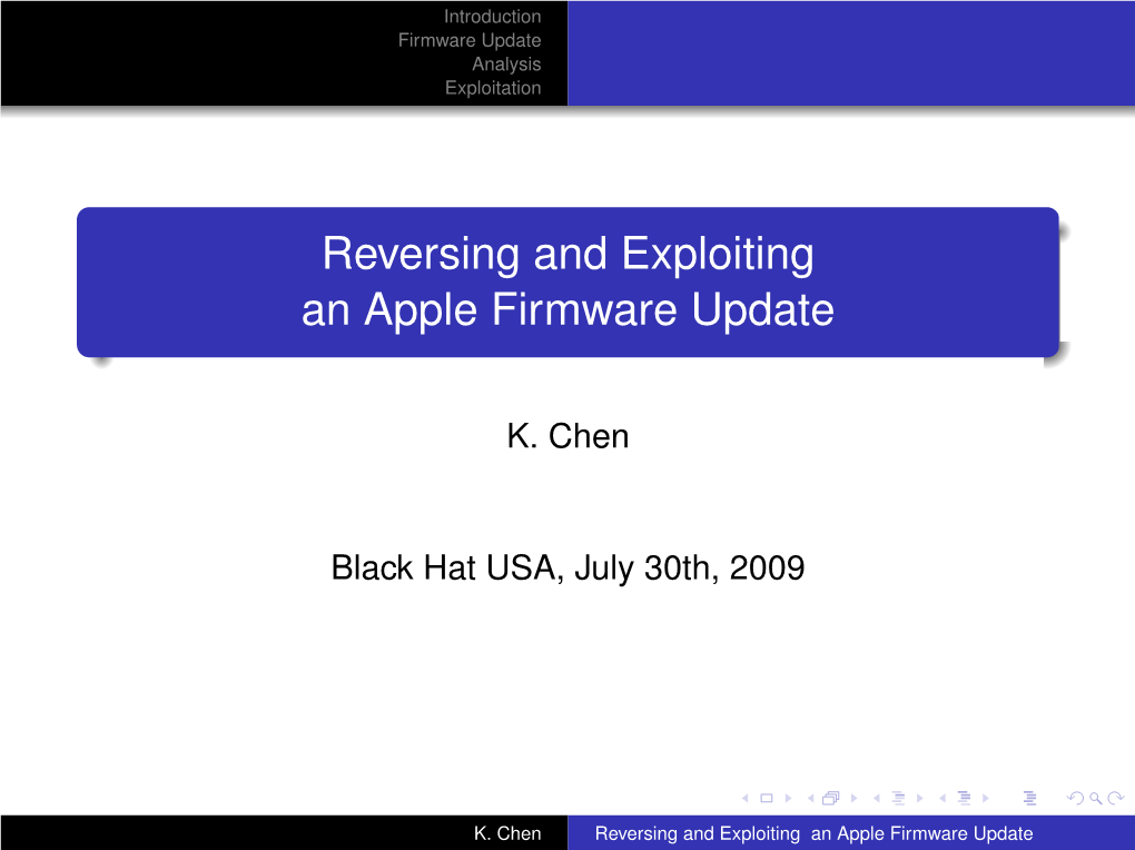 Reversing and Exploiting an Apple Firmware Update