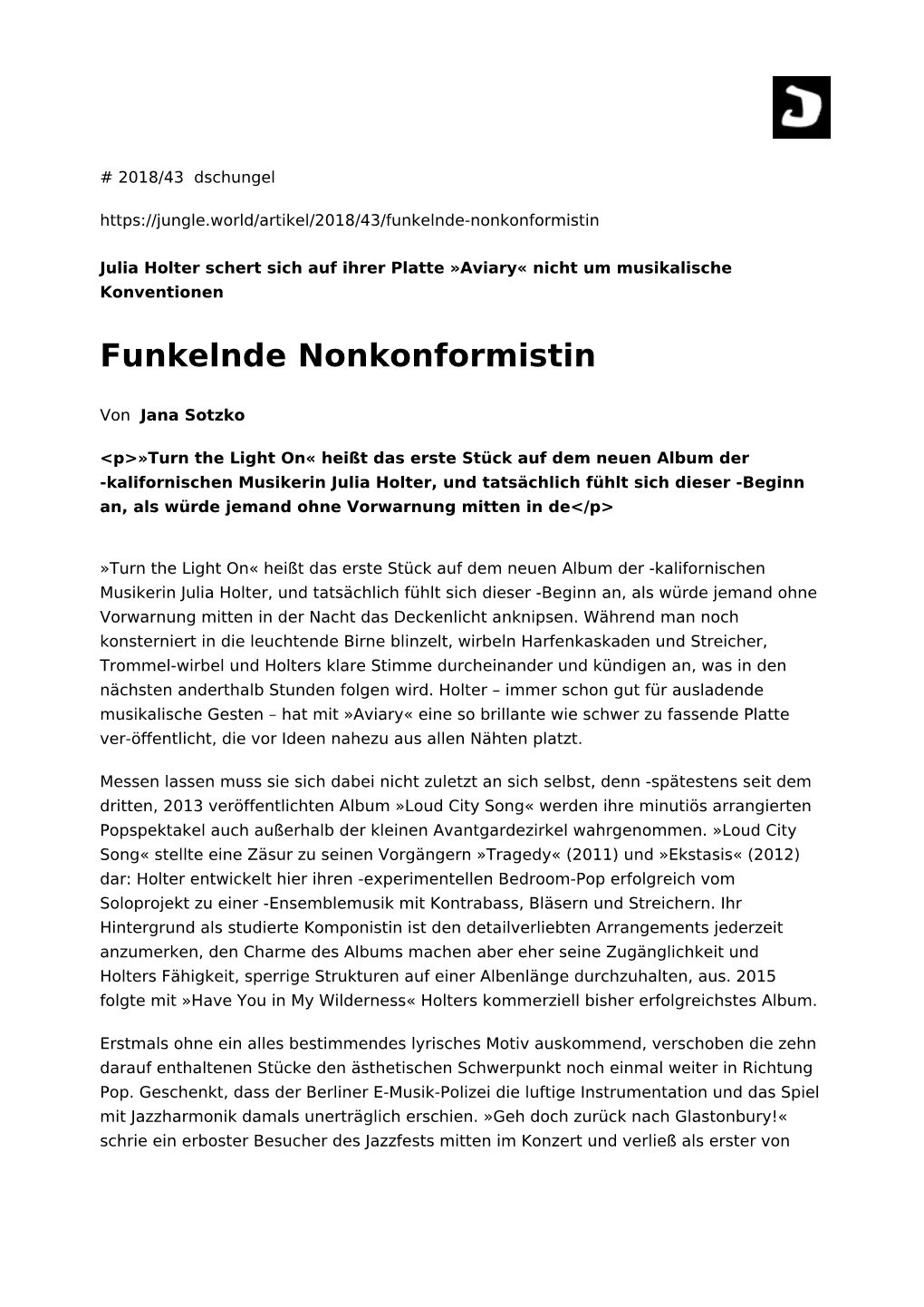 Funkelnde Nonkonformistin