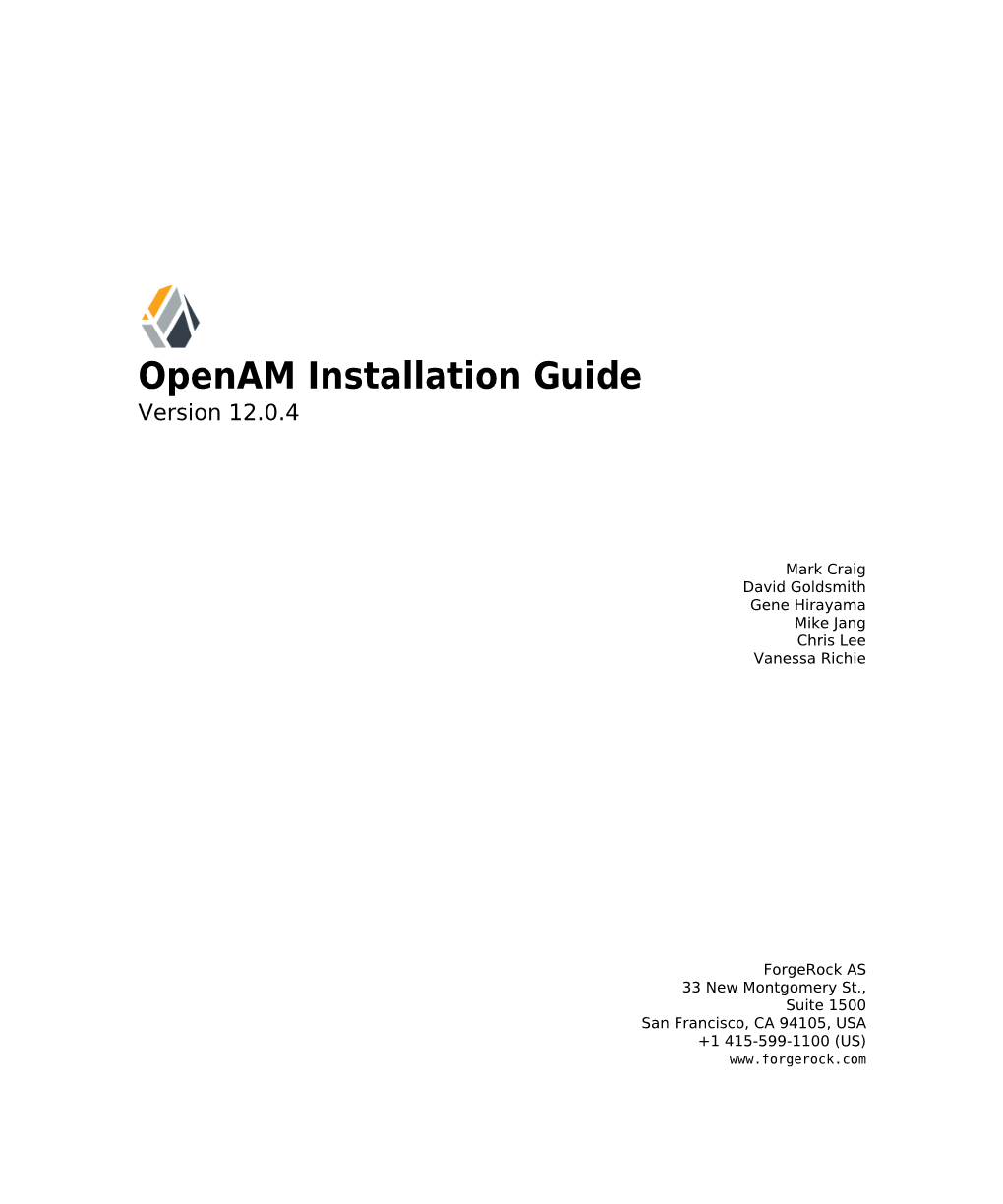 Openam Installation Guide Version 12.0.4