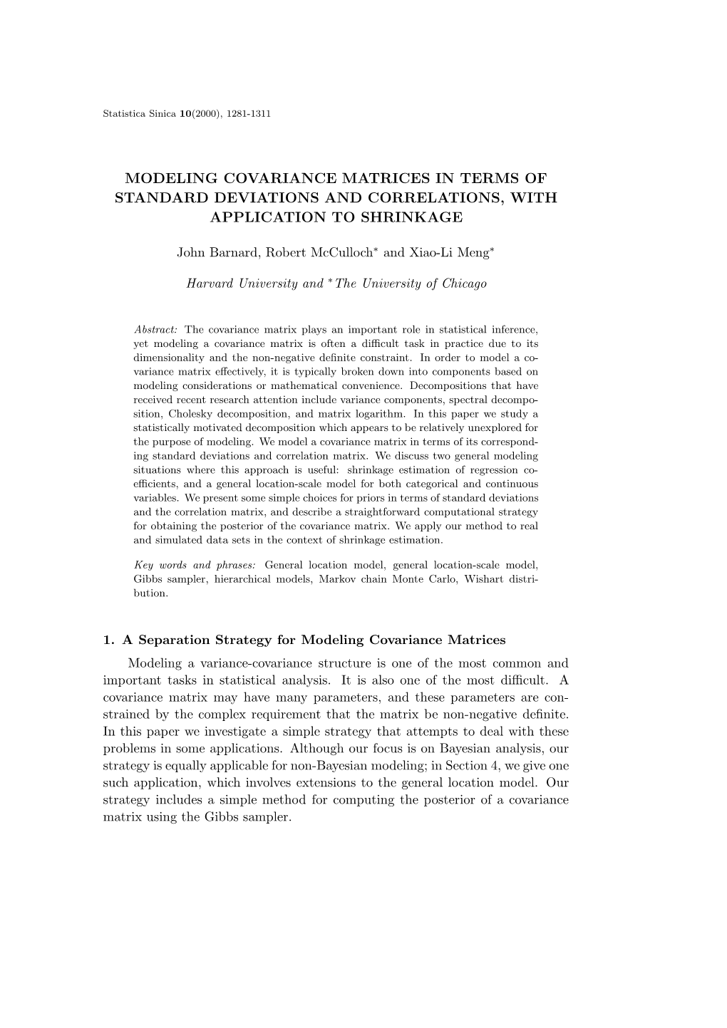 Modeling Covariance Matrices in Terms of Standard Deviations and Correlations, with Application to Shrinkage