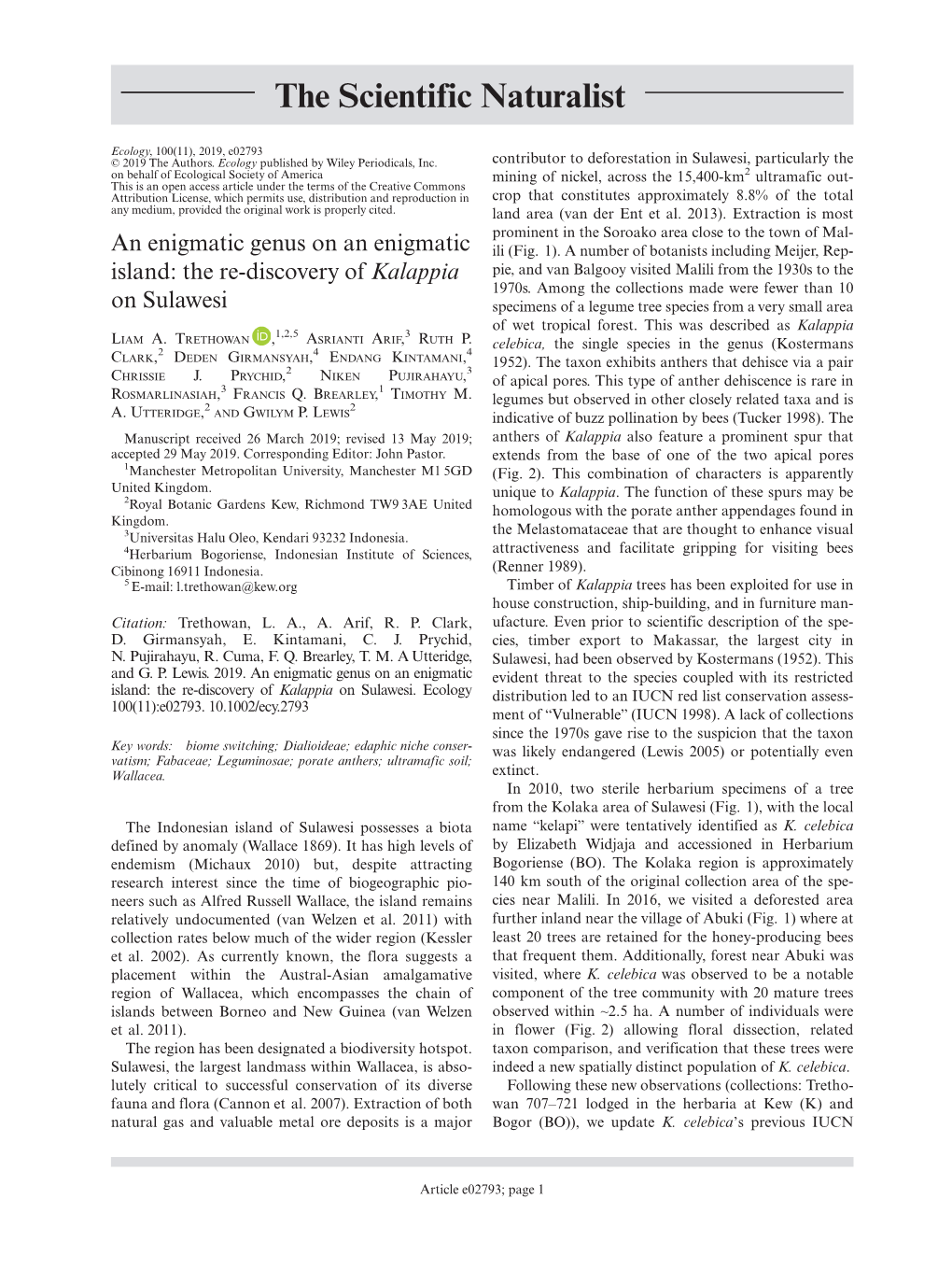 Trethowan Et Al-2019-Ecology