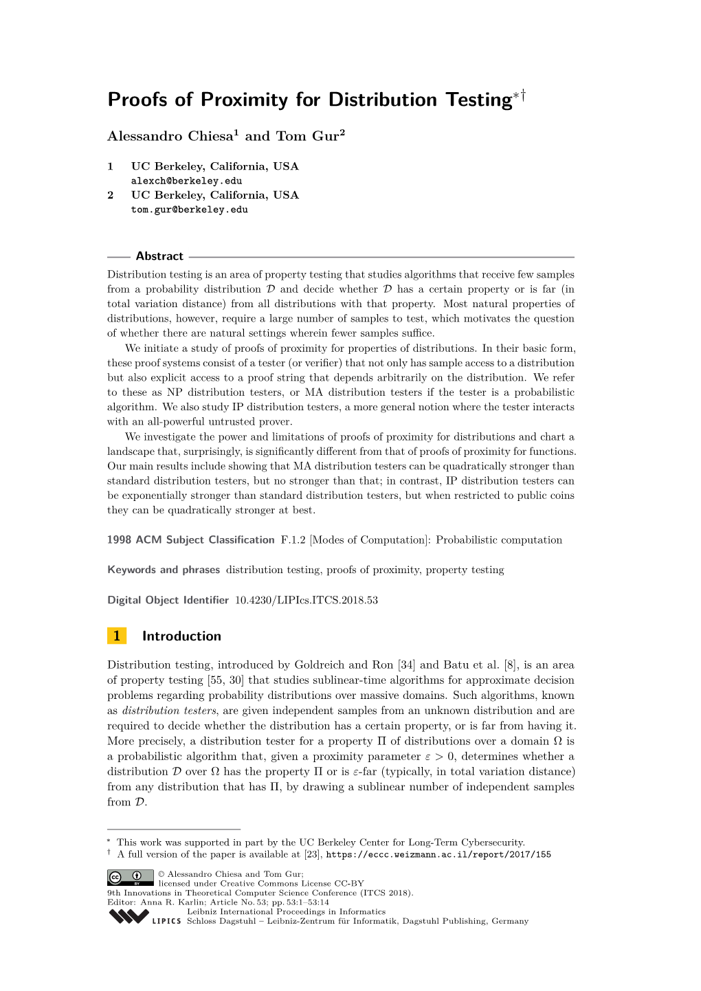 Proofs of Proximity for Distribution Testing∗†