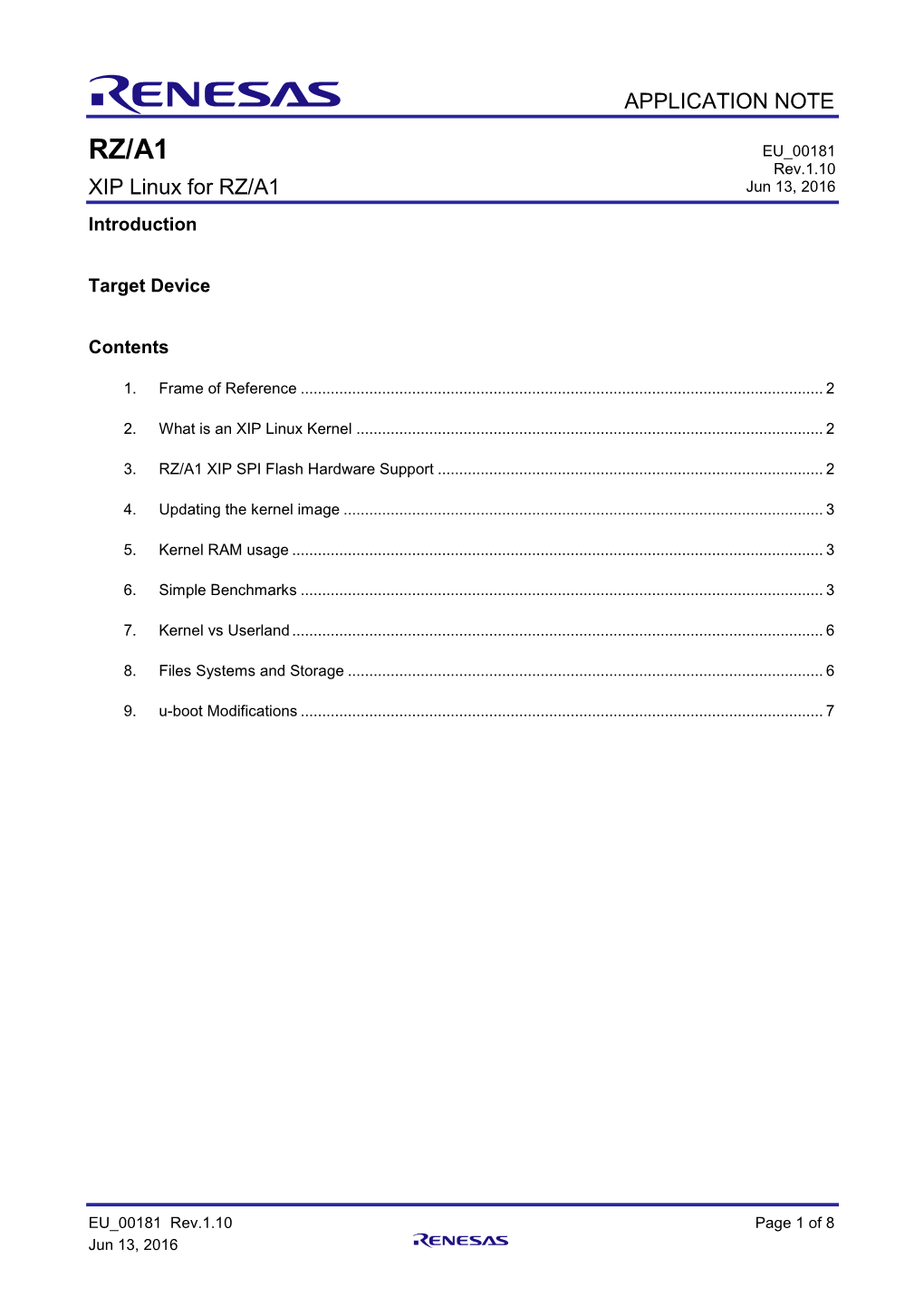 APPLICATION NOTE XIP Linux for RZ/A1