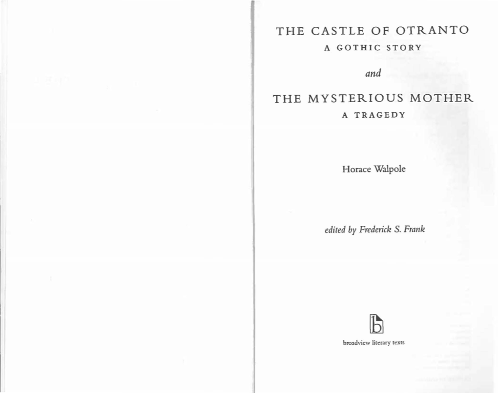 The Castle of Otranto the Mysterious Mother