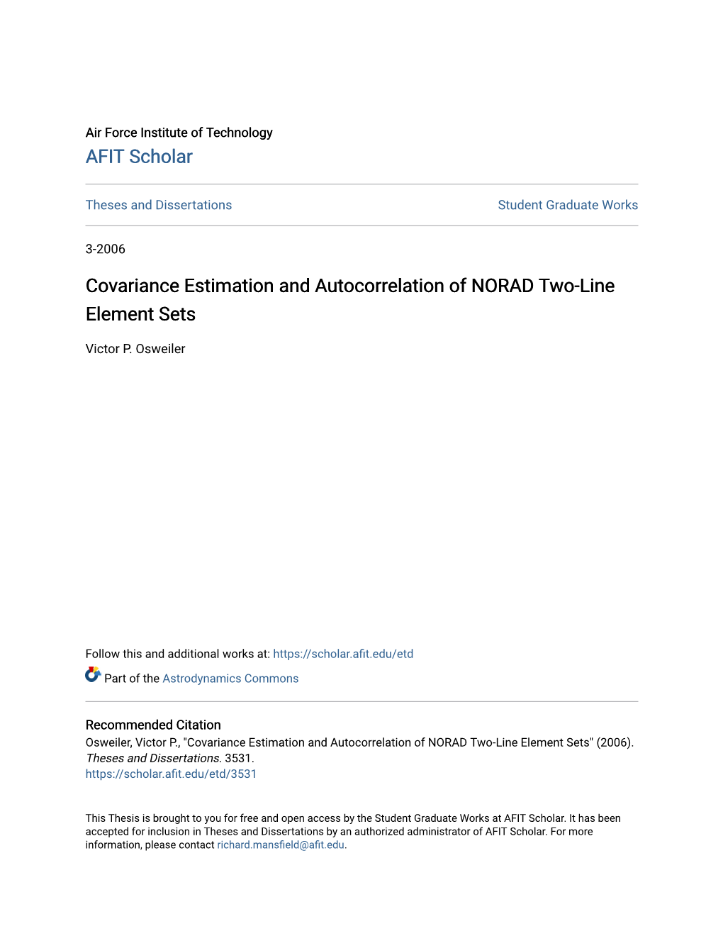 Covariance Estimation and Autocorrelation of NORAD Two-Line Element Sets