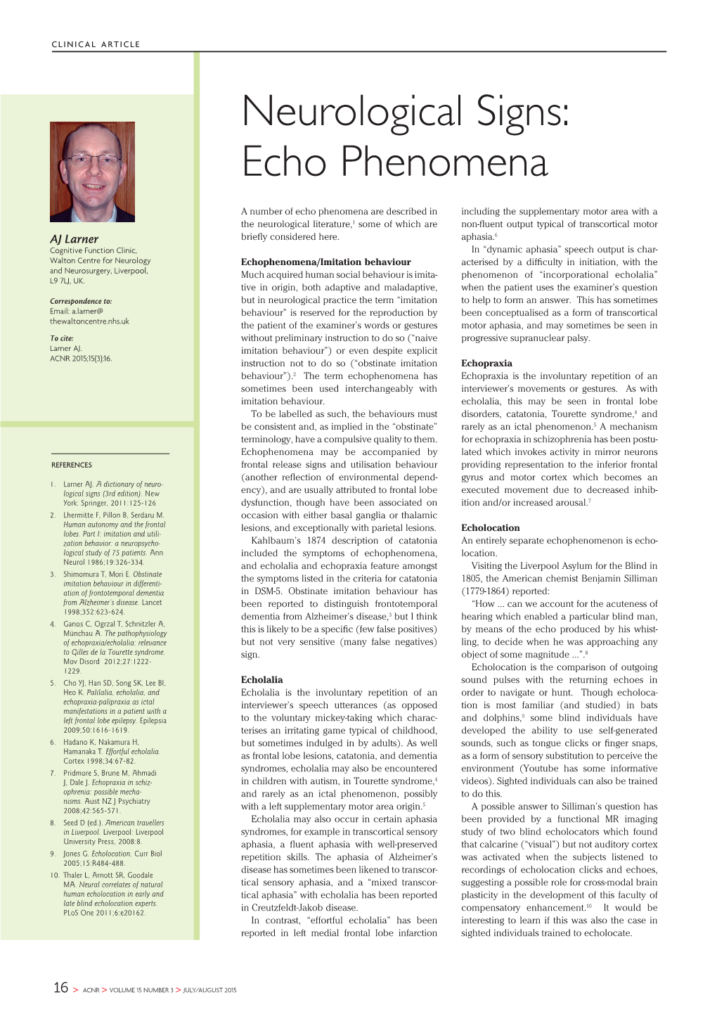 Neurological Signs: Echo Phenomena
