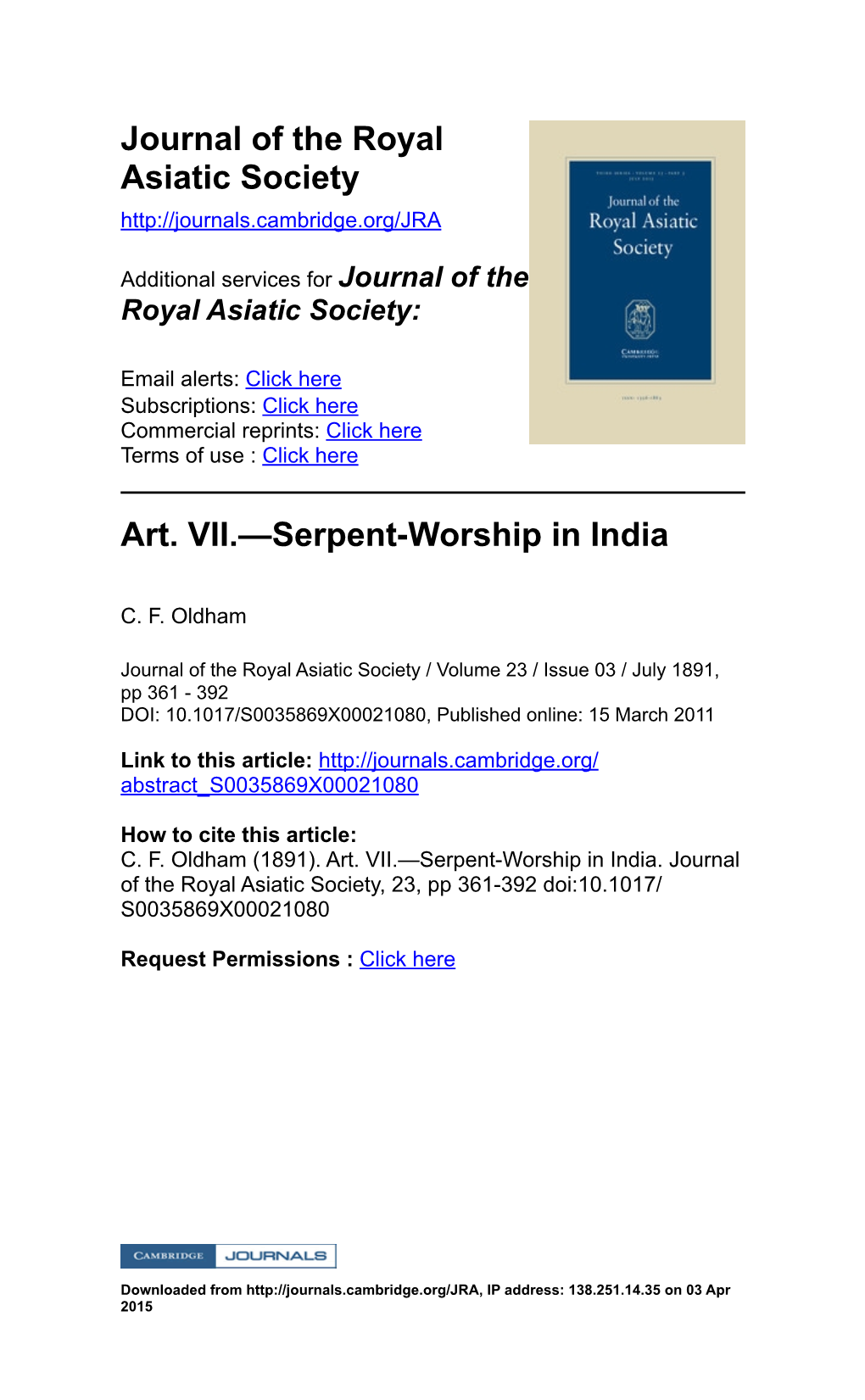 Serpent-Worship in India