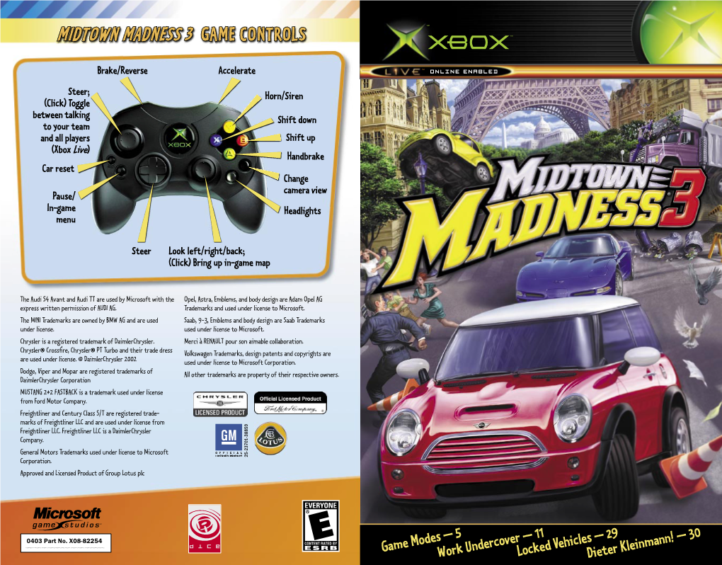 Midtown Madness 3 Game Controls