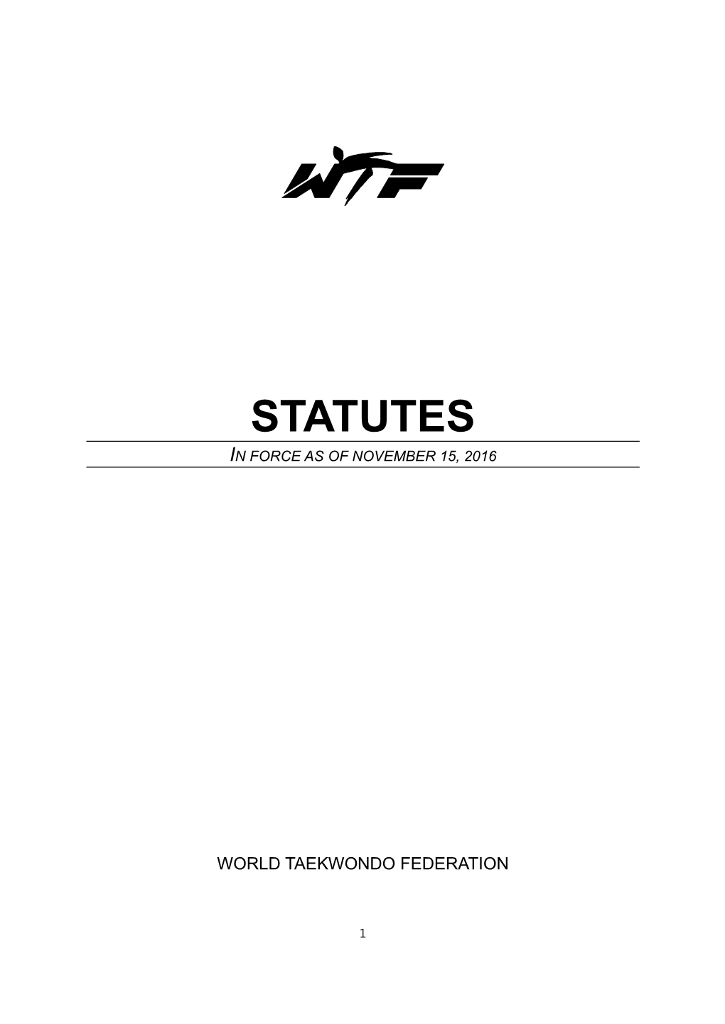 Statutes in Force As of November 15, 2016