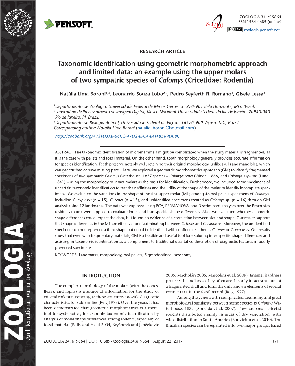 Taxonomic Identification Using Geometric Morphometric