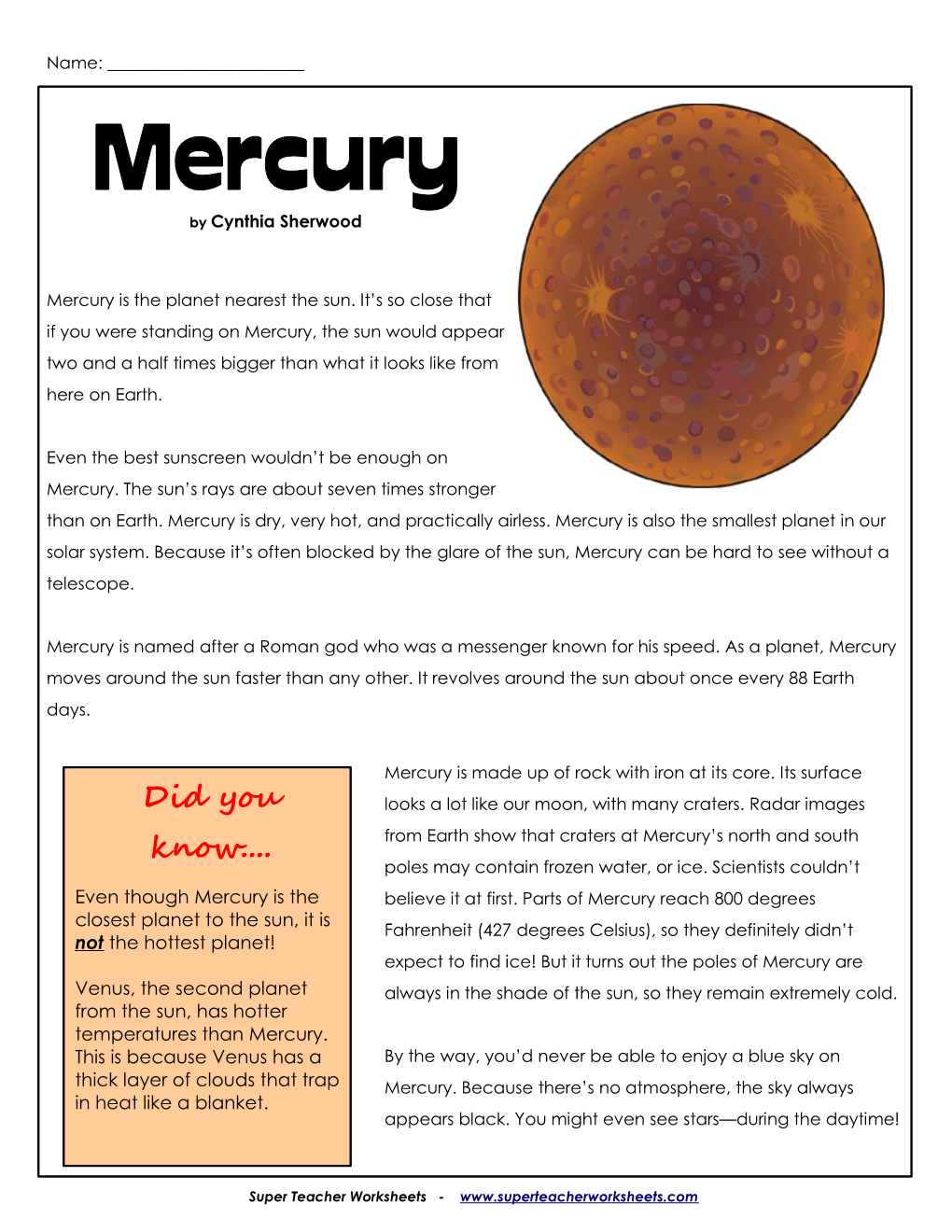 Mercury by Cynthia Sherwood