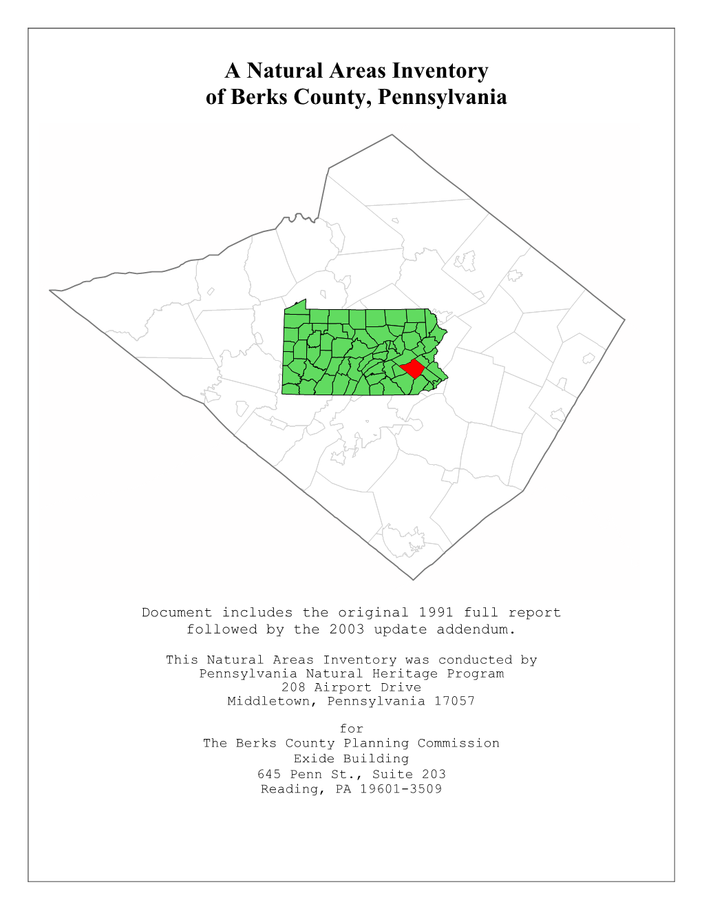 A Natural Areas Inventory of Berks County, Pennsylvania