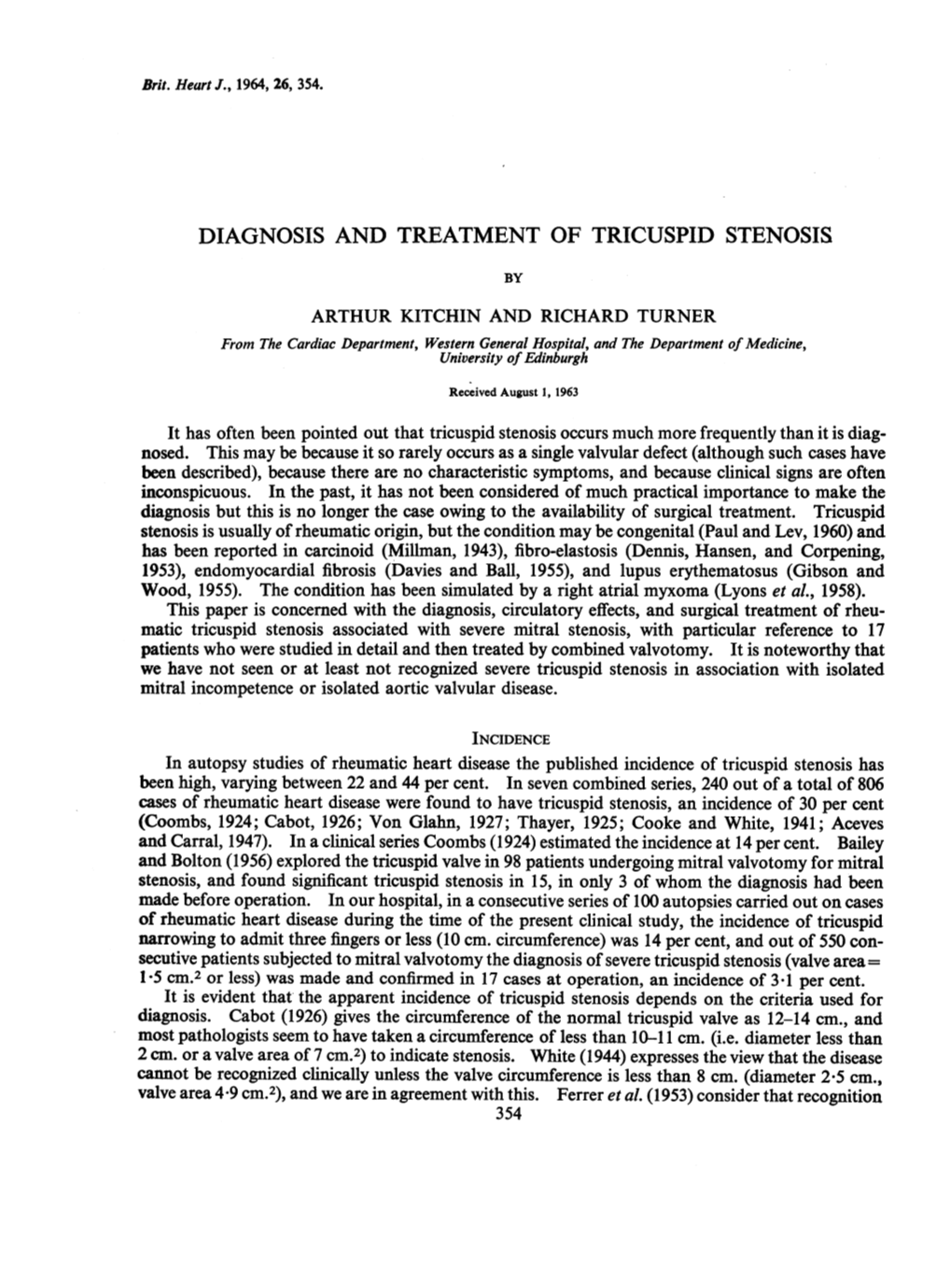 Diagnosis and Treatment of Tricuspid Stenosis