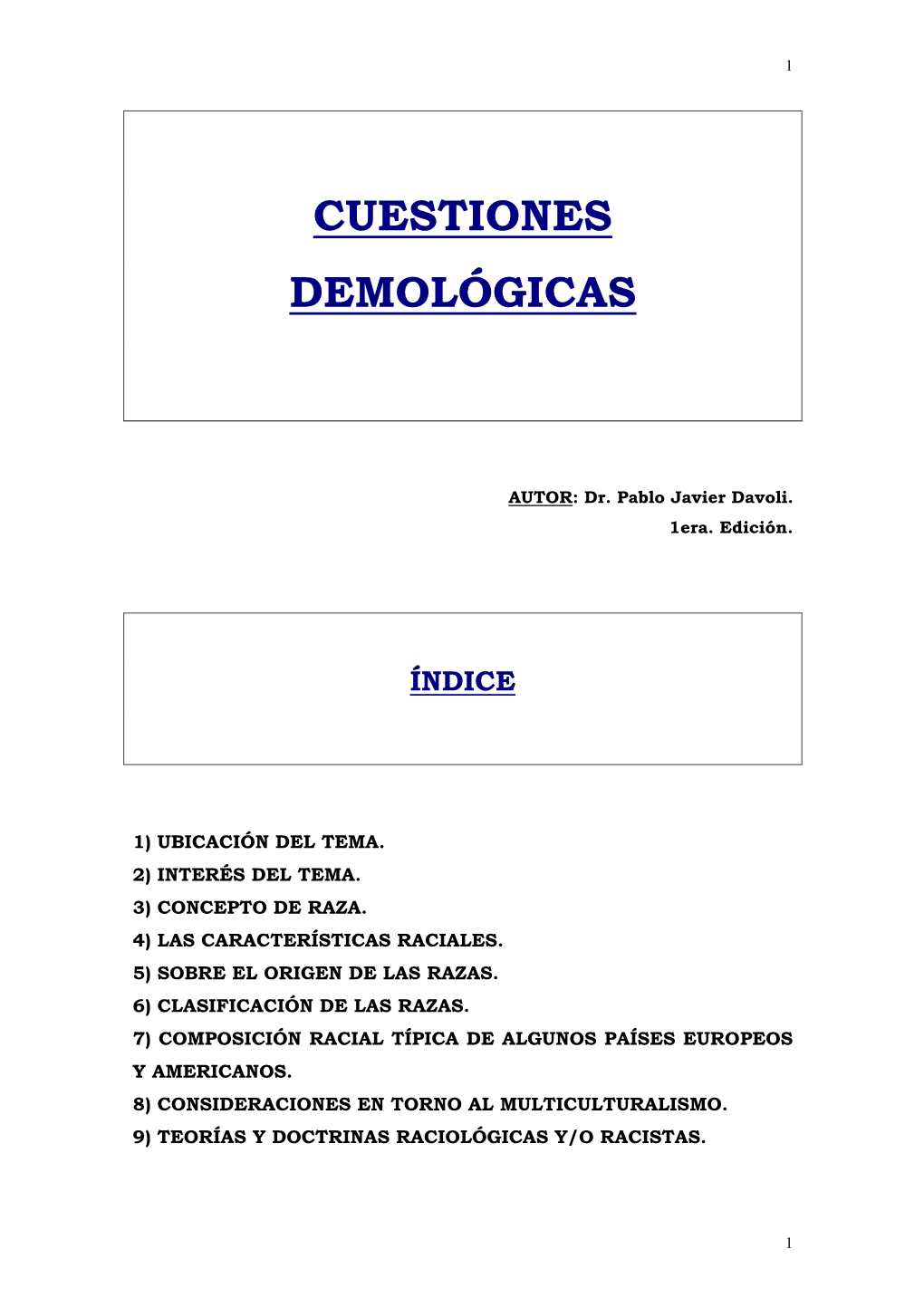 Cuestiones Demológicas -.::PABLO DAVOLI