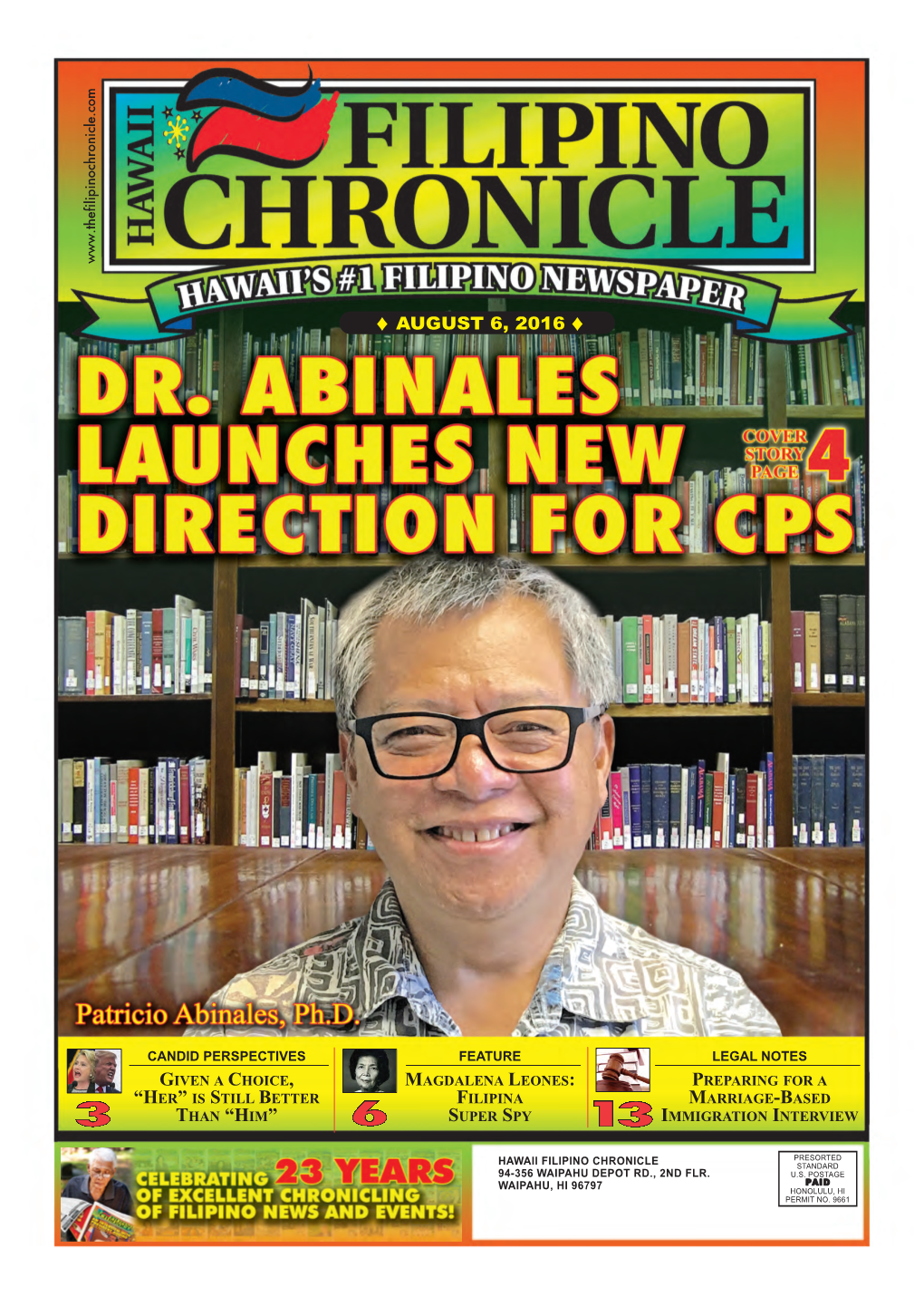August 6, 2016 Hawaii Filipino Chronicle  1