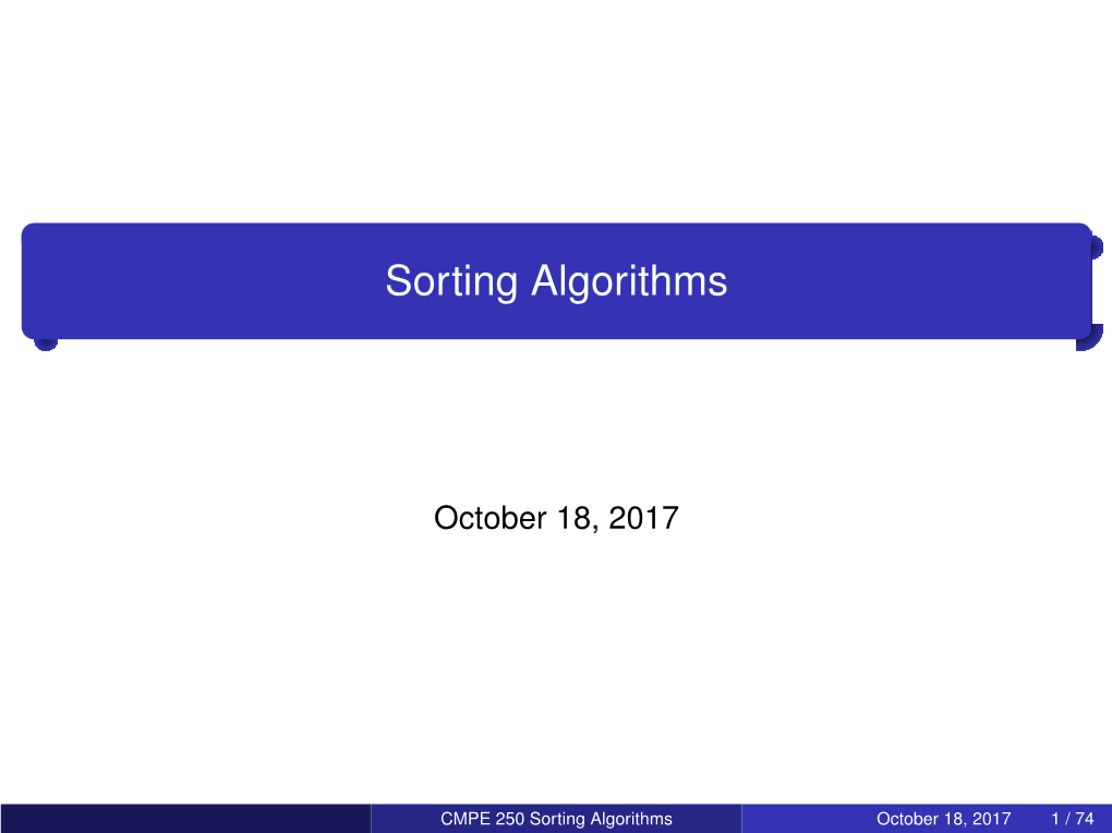 Sorting Algorithms