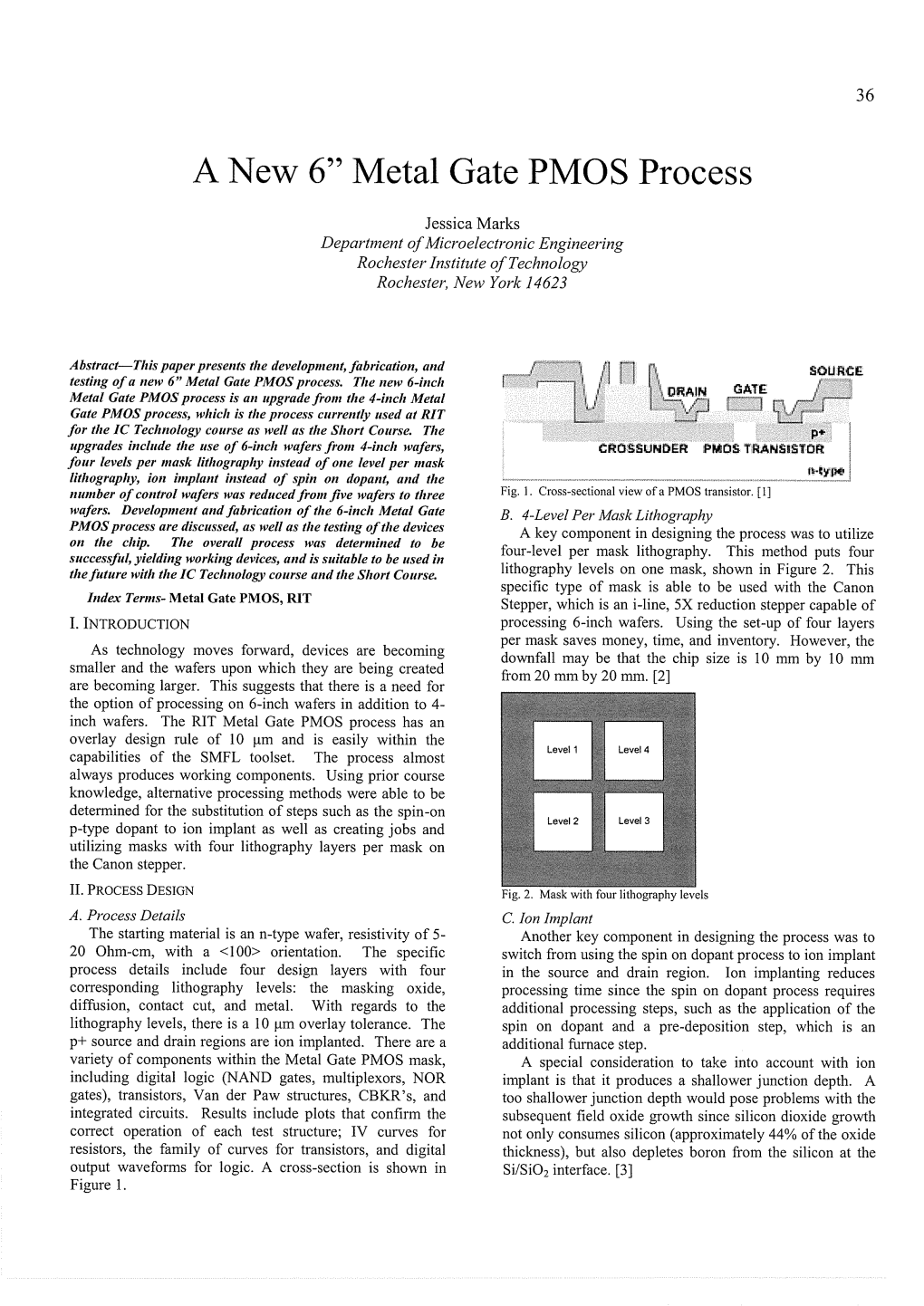 A New 6" Metal Gate PMOS Process